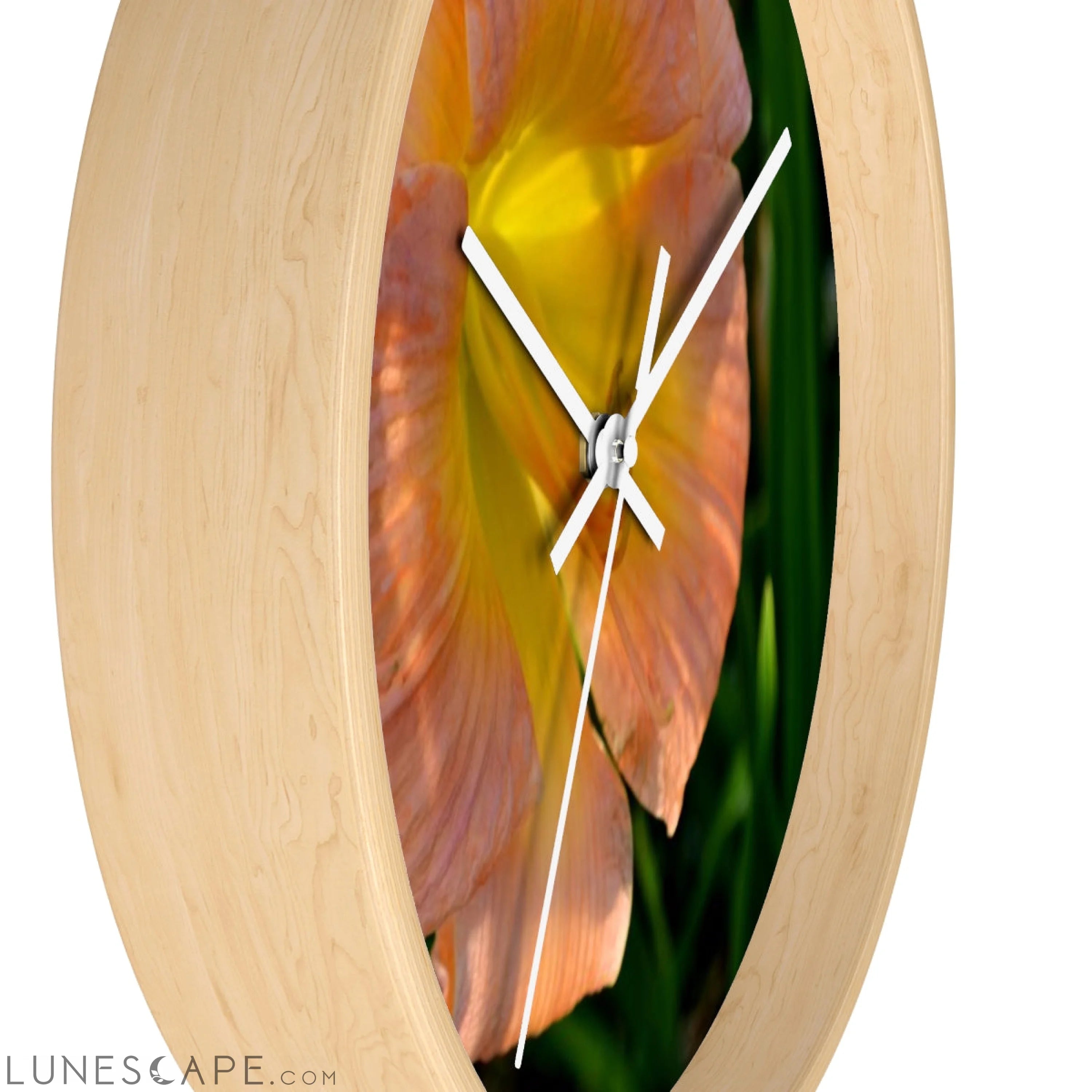 Peach and Yellow Flowers Wall clock LUNESCAPE