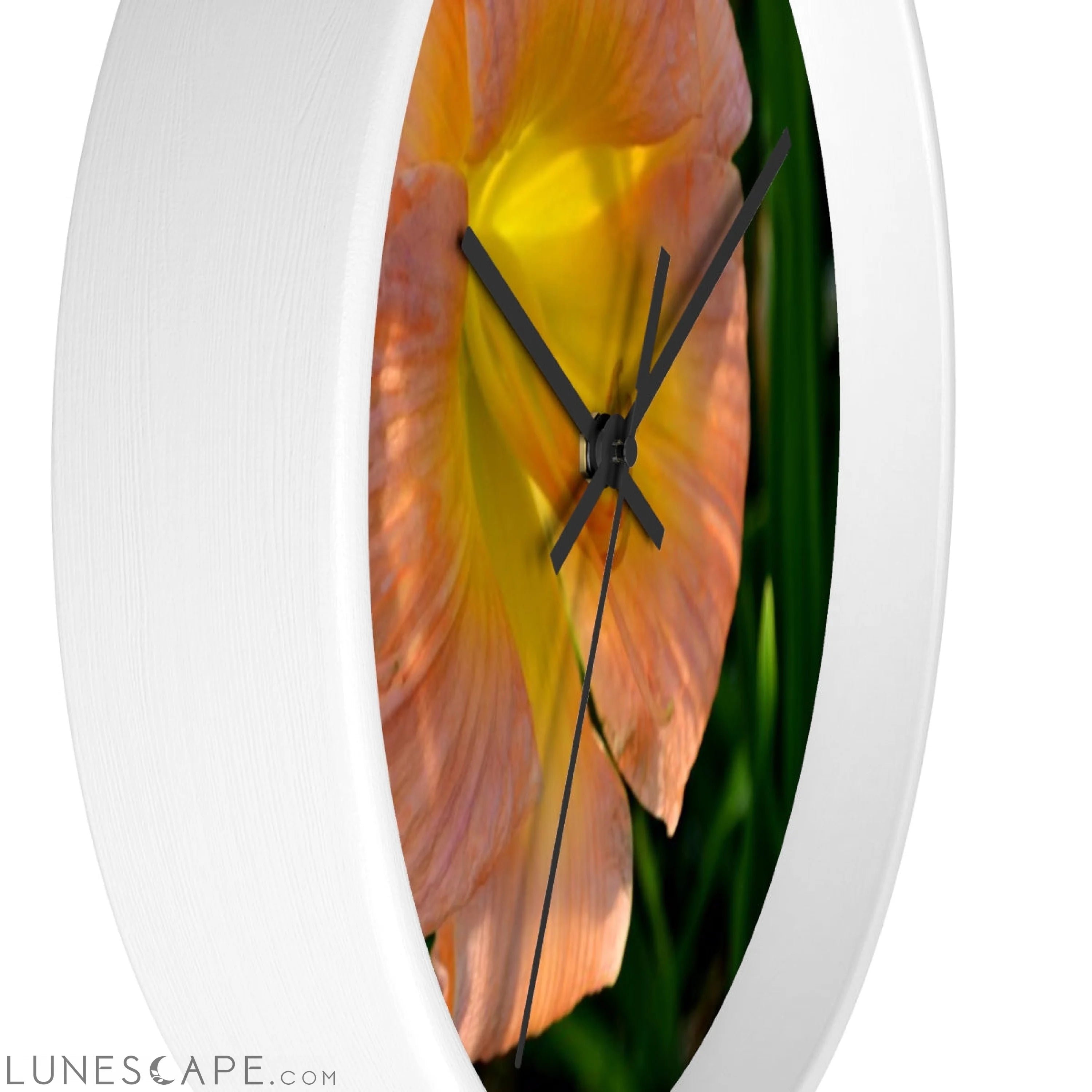 Peach and Yellow Flowers Wall clock LUNESCAPE