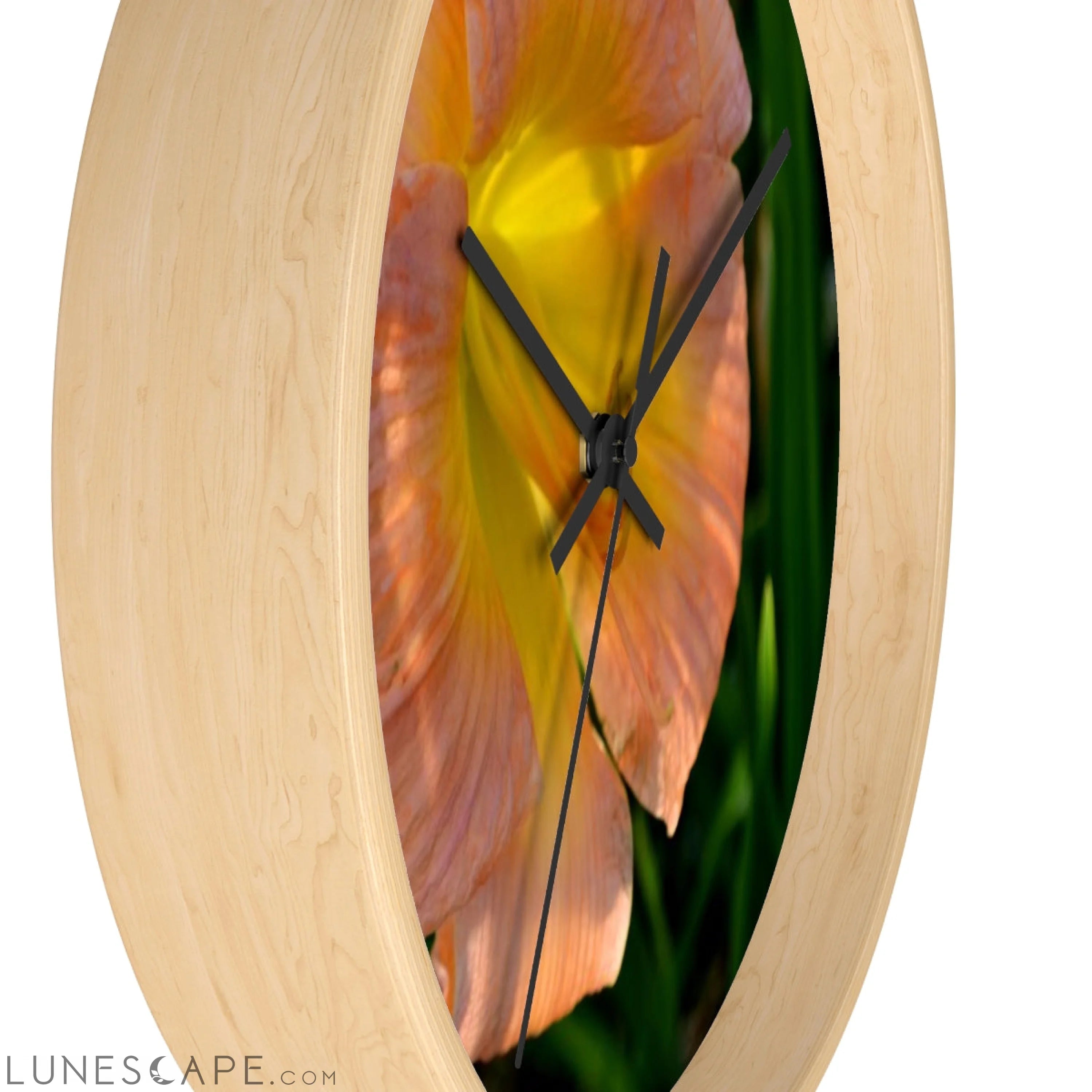 Peach and Yellow Flowers Wall clock LUNESCAPE