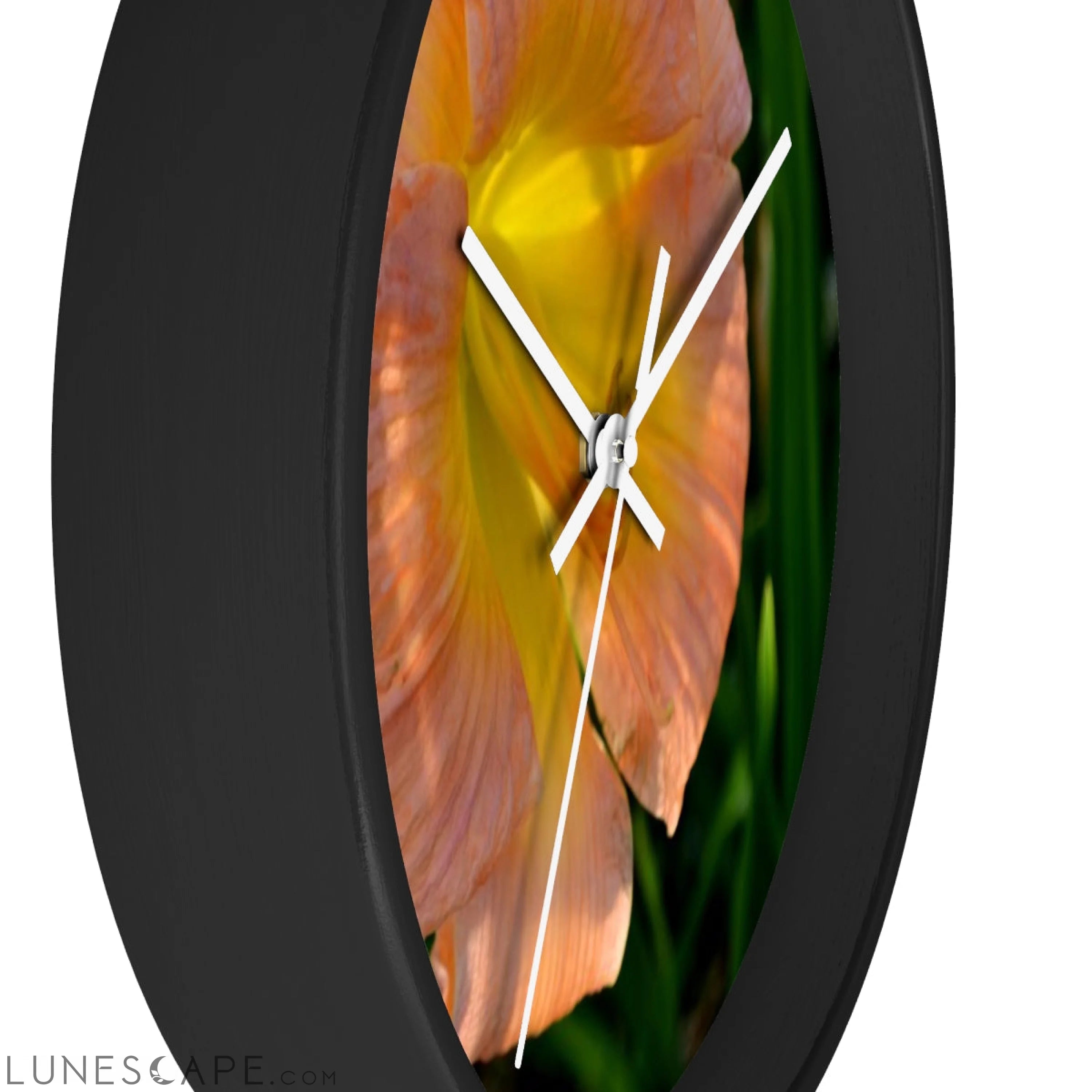 Peach and Yellow Flowers Wall clock LUNESCAPE
