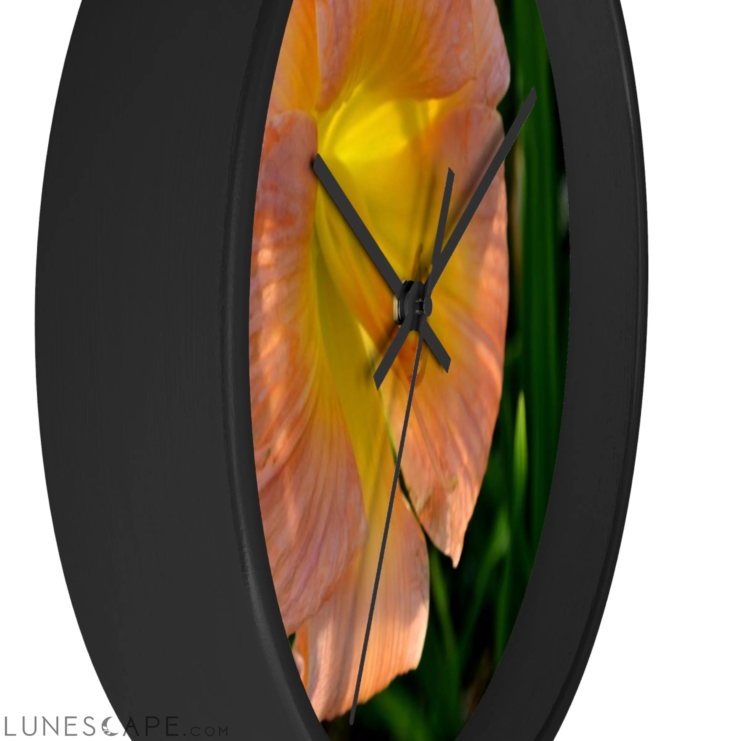 Peach and Yellow Flowers Wall clock LUNESCAPE