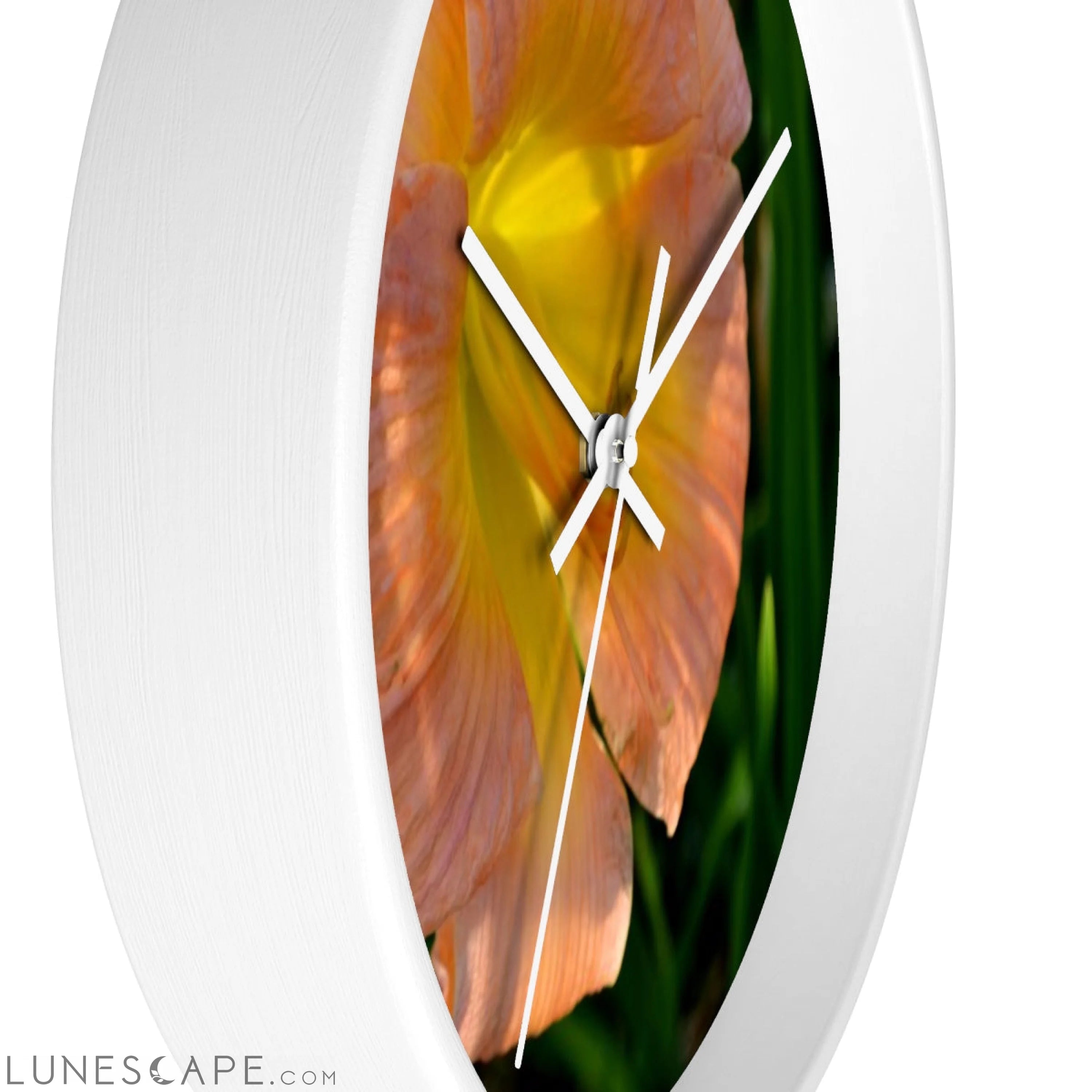 Peach and Yellow Flowers Wall clock LUNESCAPE