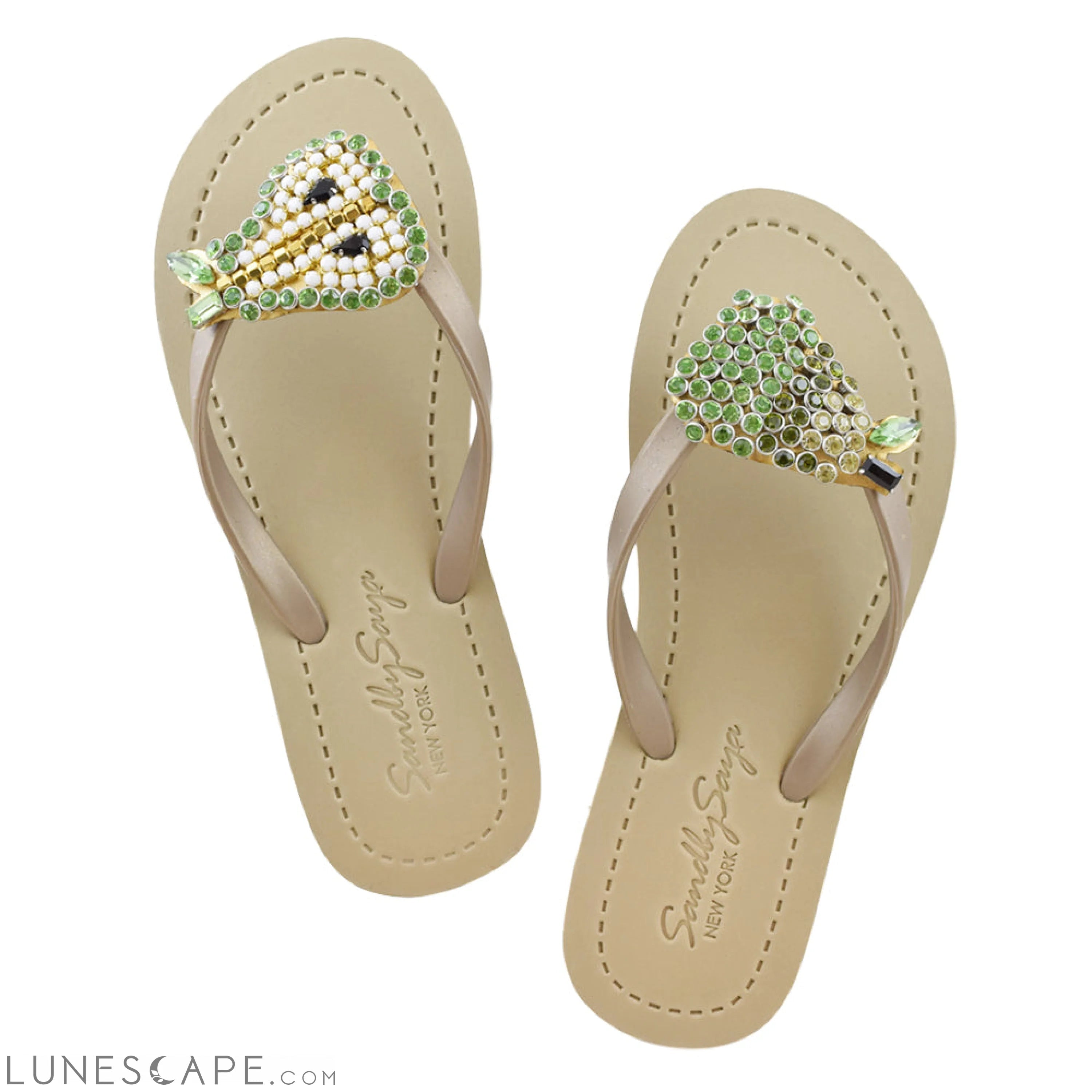 Pear - Rhinestone Flat Flip Flops Sandal LUNESCAPE