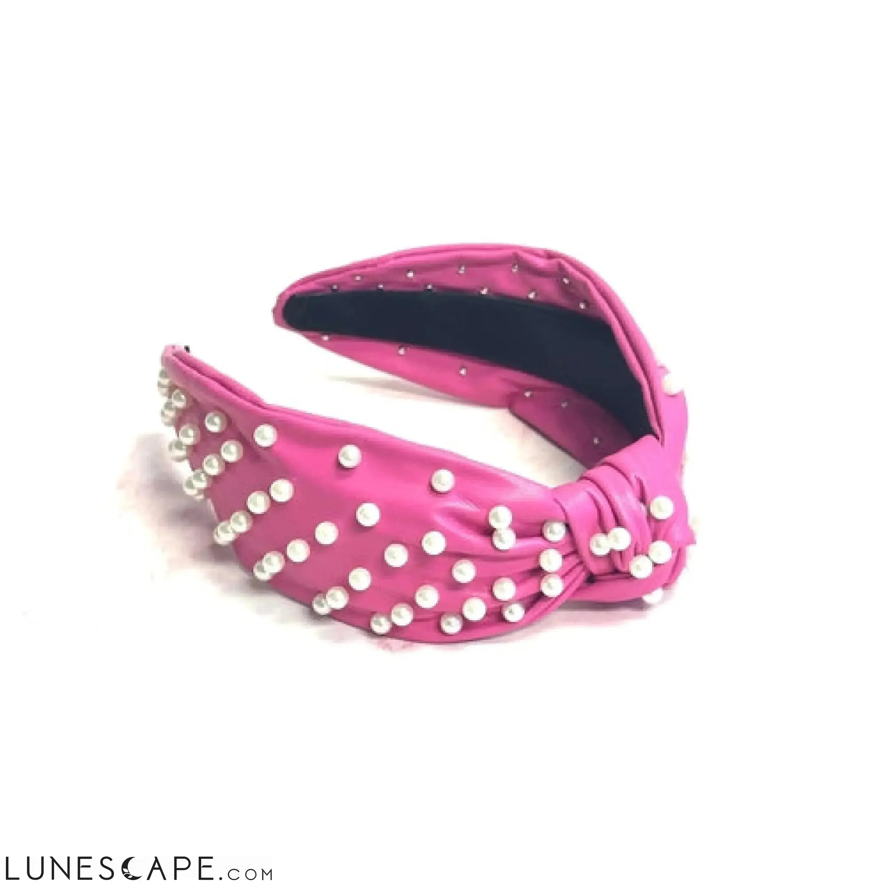 Pearled Up Vegan Leather Headband LUNESCAPE