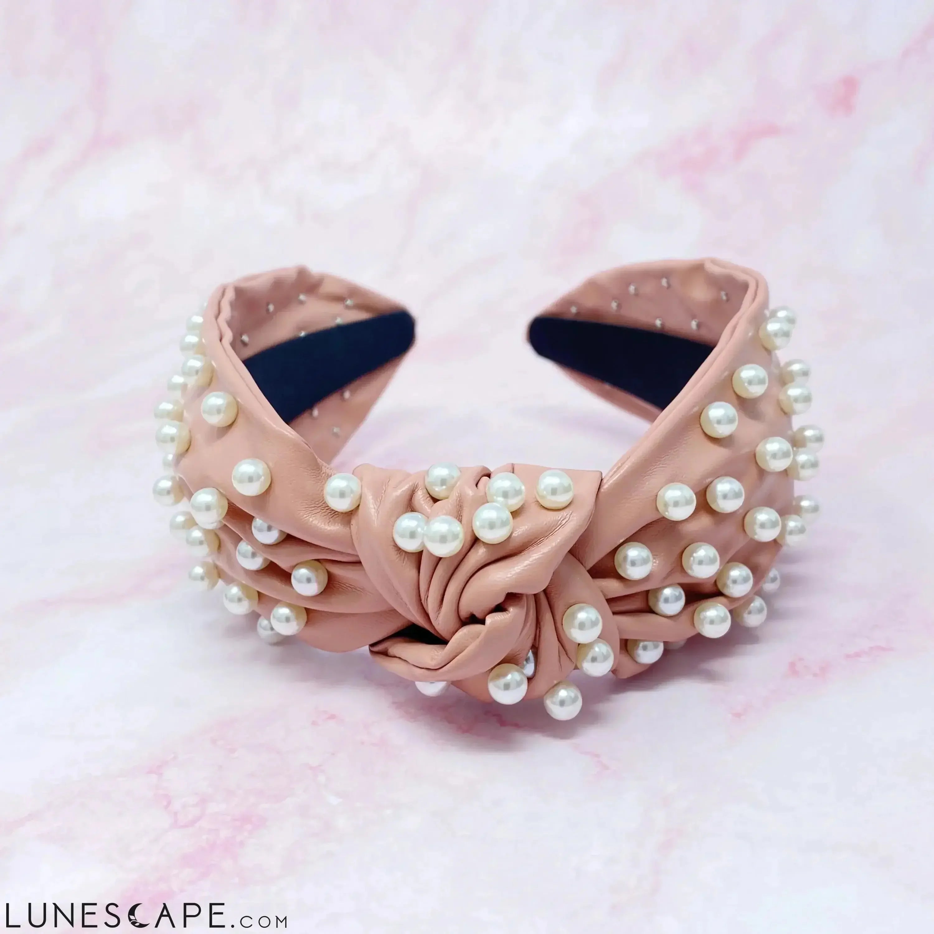 Pearled Up Vegan Leather Headband LUNESCAPE