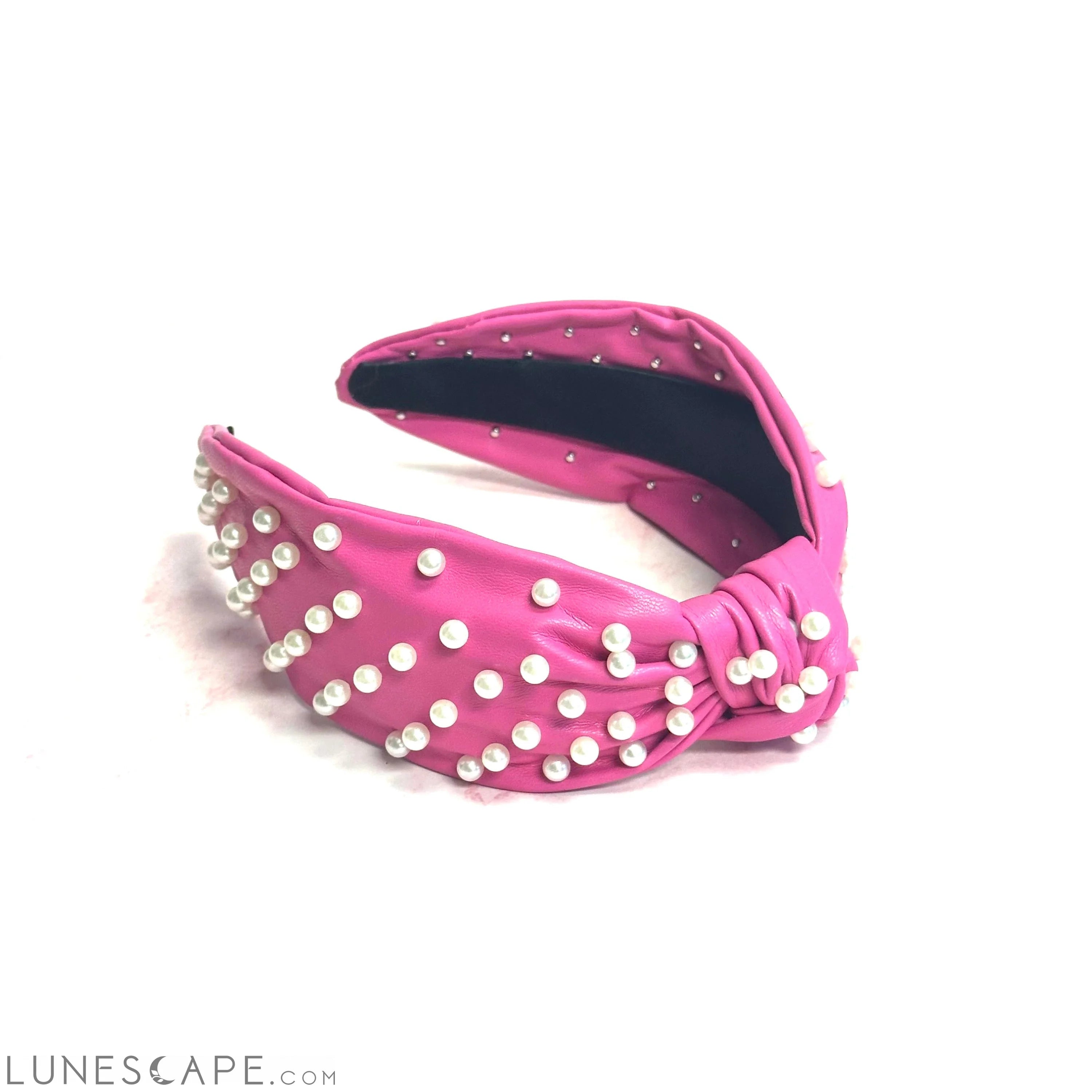 Pearled Up Vegan Leather Headband LUNESCAPE
