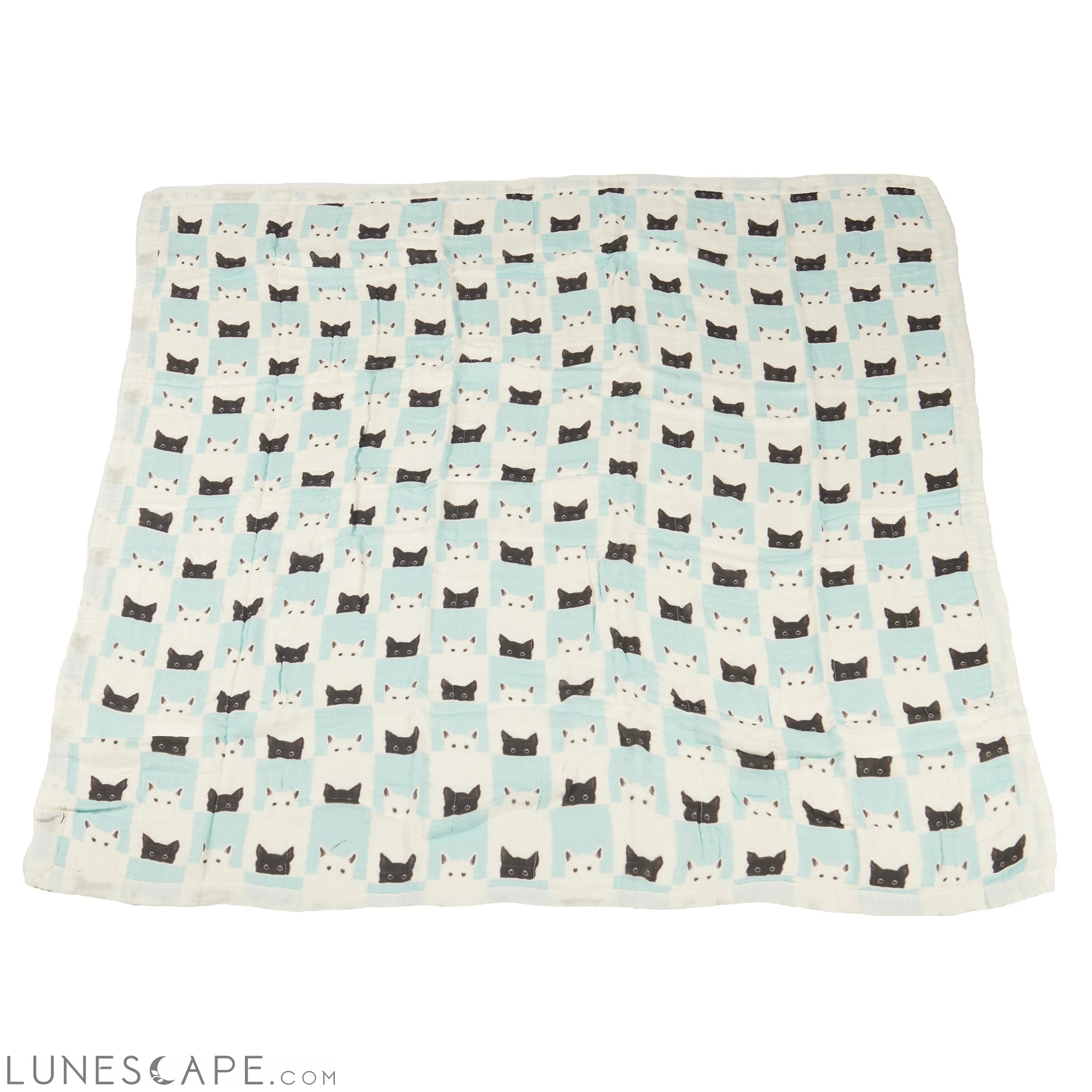 Peek-A-Boo Cats and White Bamboo Muslin Newcastle Blanket LUNESCAPE
