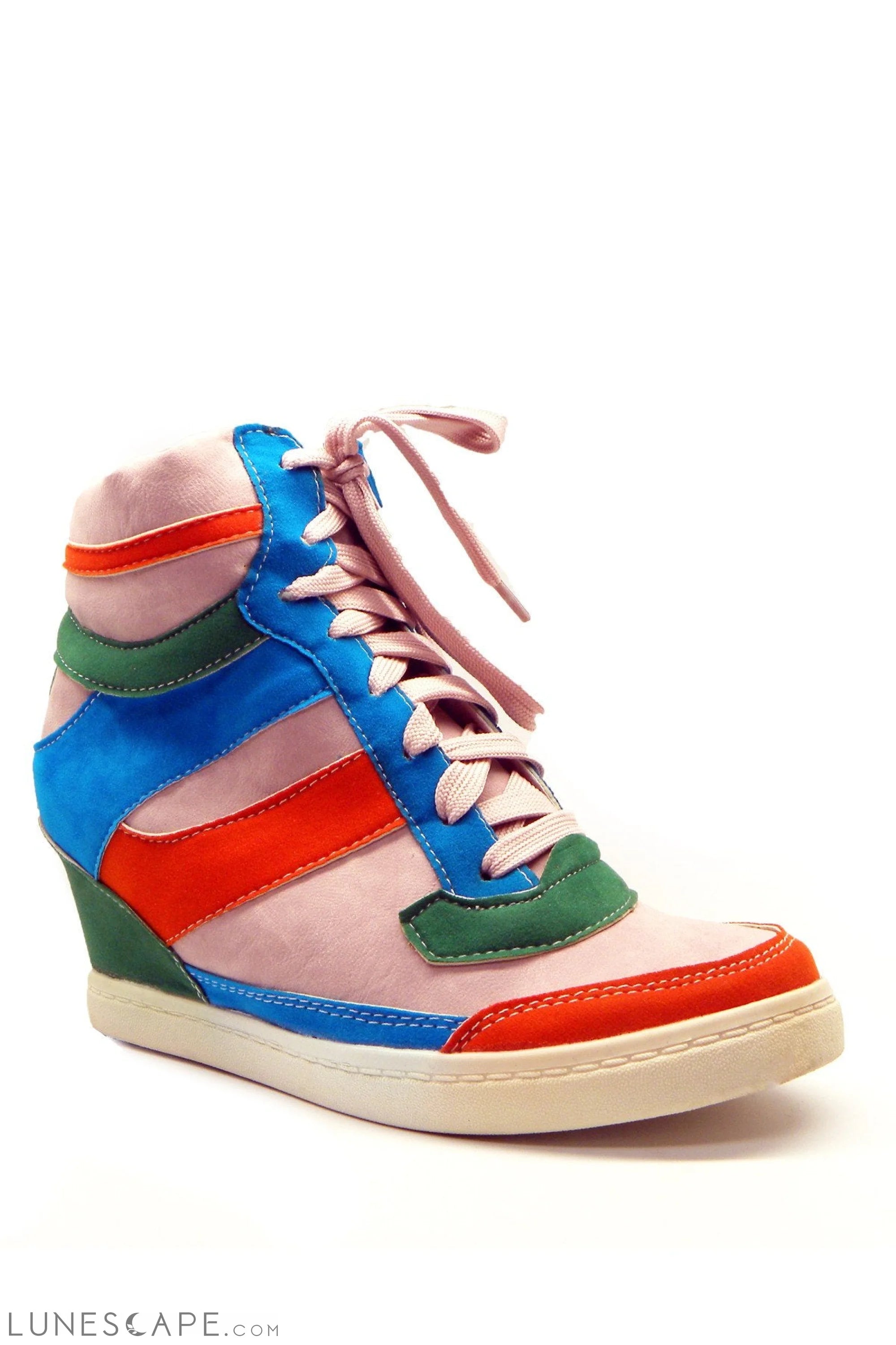 PENTHEA Red, White & Blue Striped HighTop Platform Womens Sneaker LUNESCAPE
