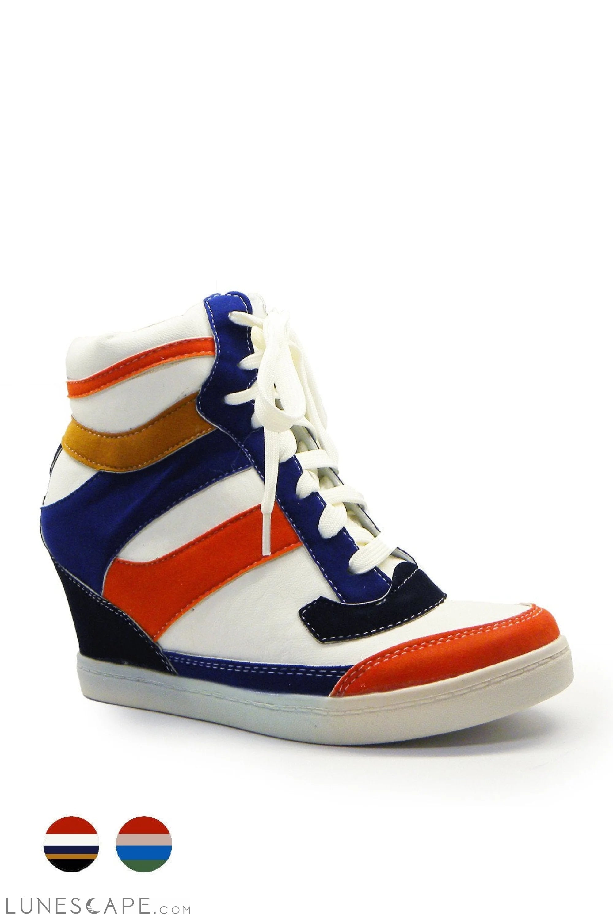 PENTHEA Red, White & Blue Striped HighTop Platform Womens Sneaker LUNESCAPE