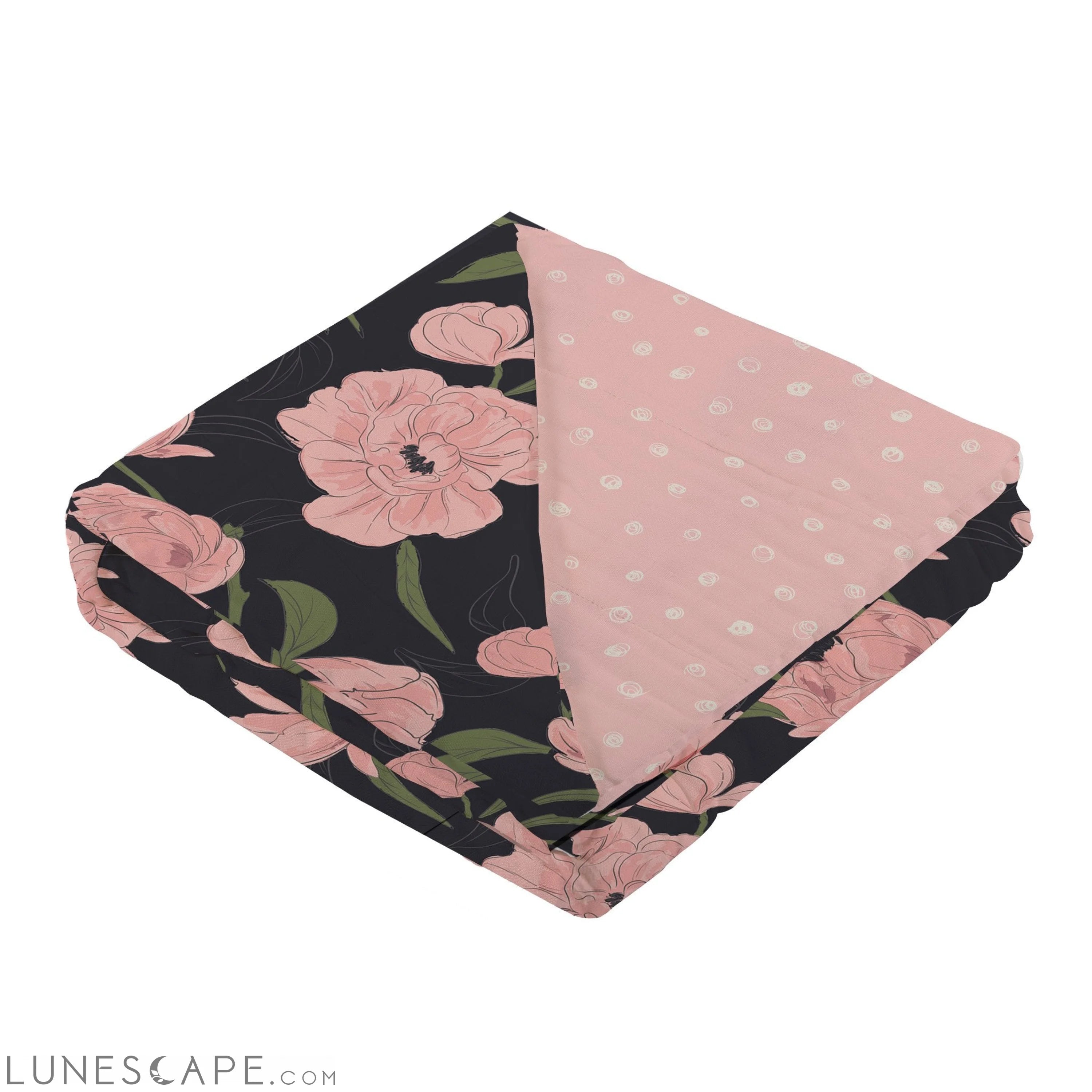 Peonies and Pearl Polka Dot Newcastle Blanket LUNESCAPE