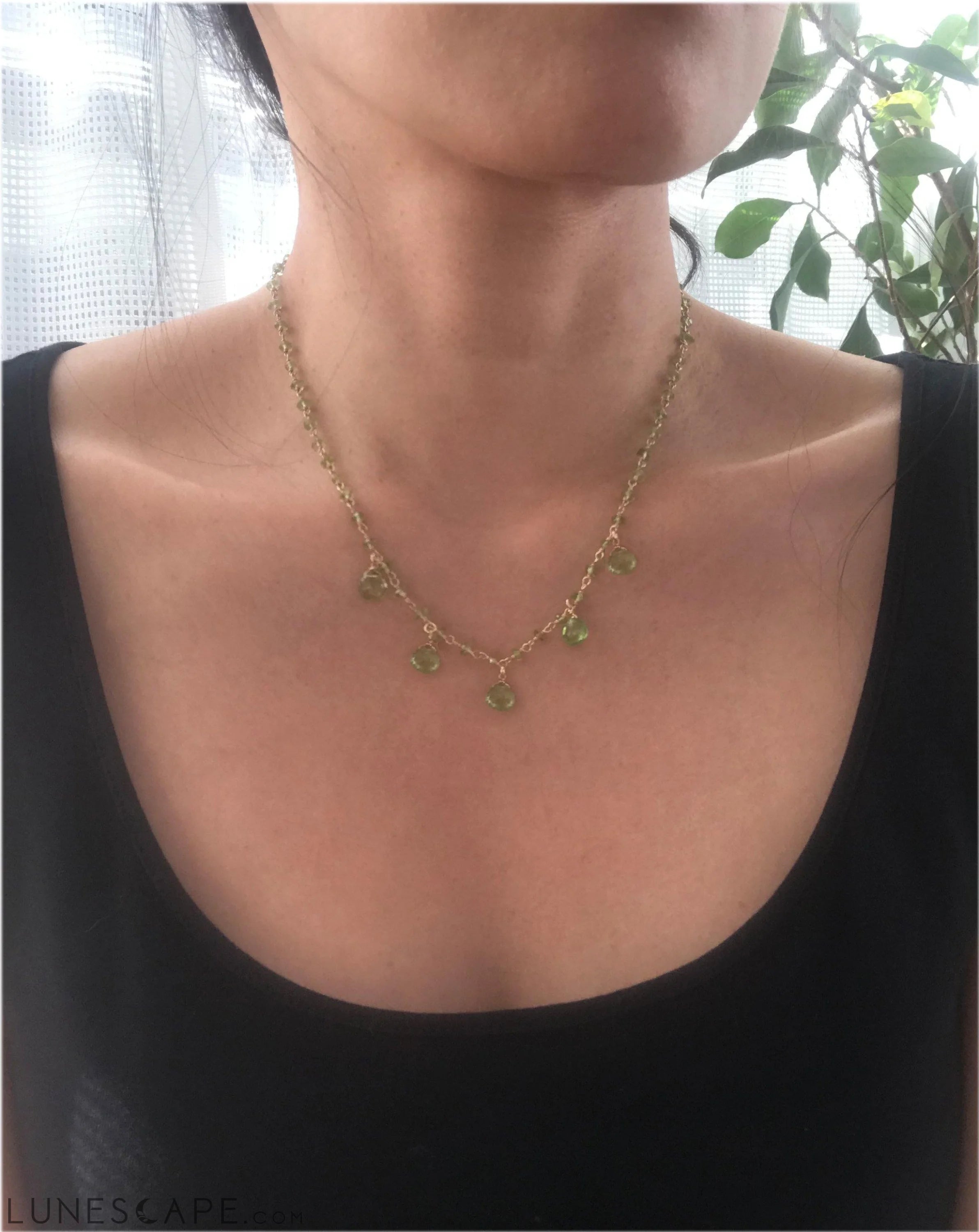 Peridot Droplet Vermeil Necklace LUNESCAPE