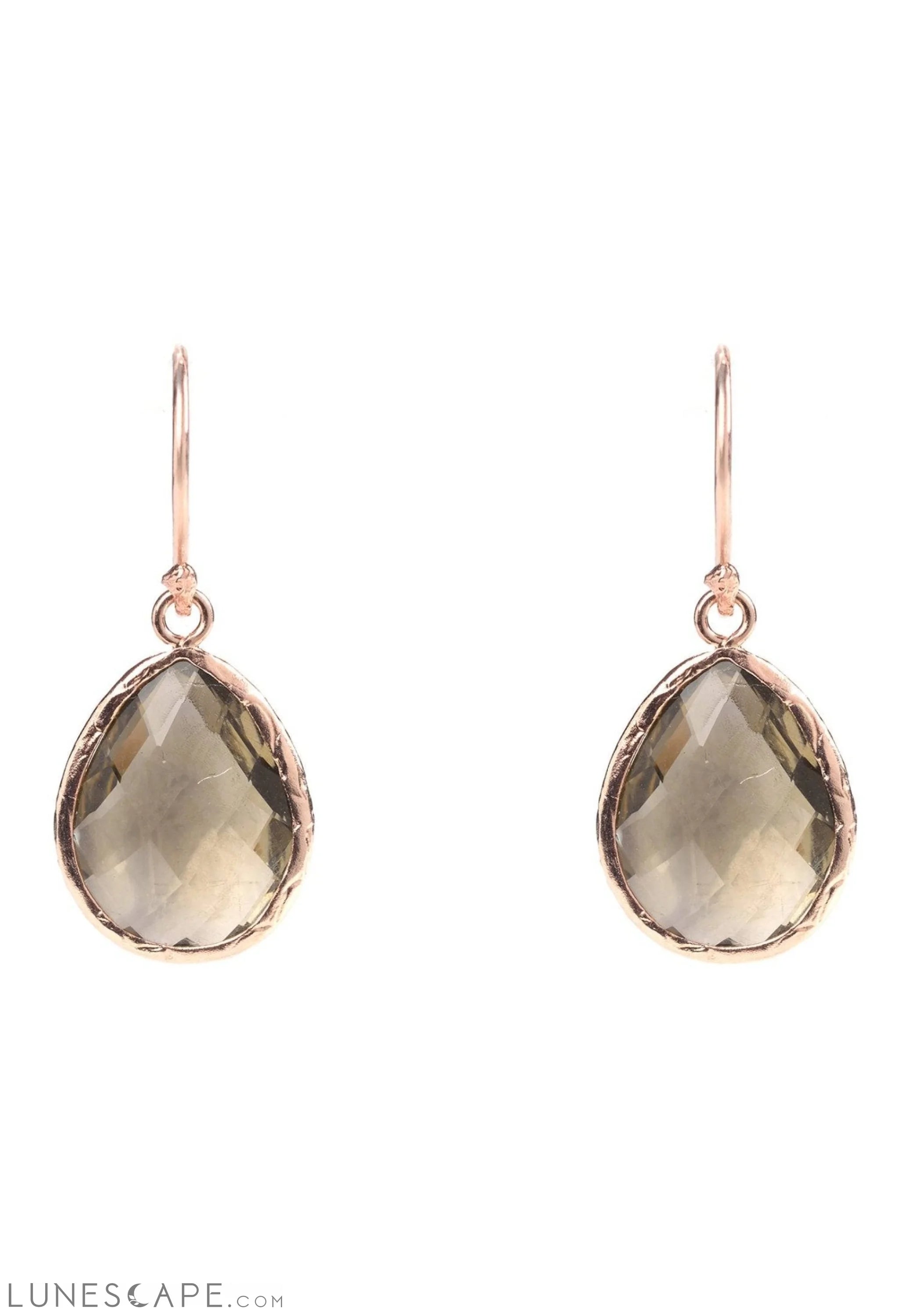 Petite Drop Earrings Smokey Quartz Rosegold LUNESCAPE