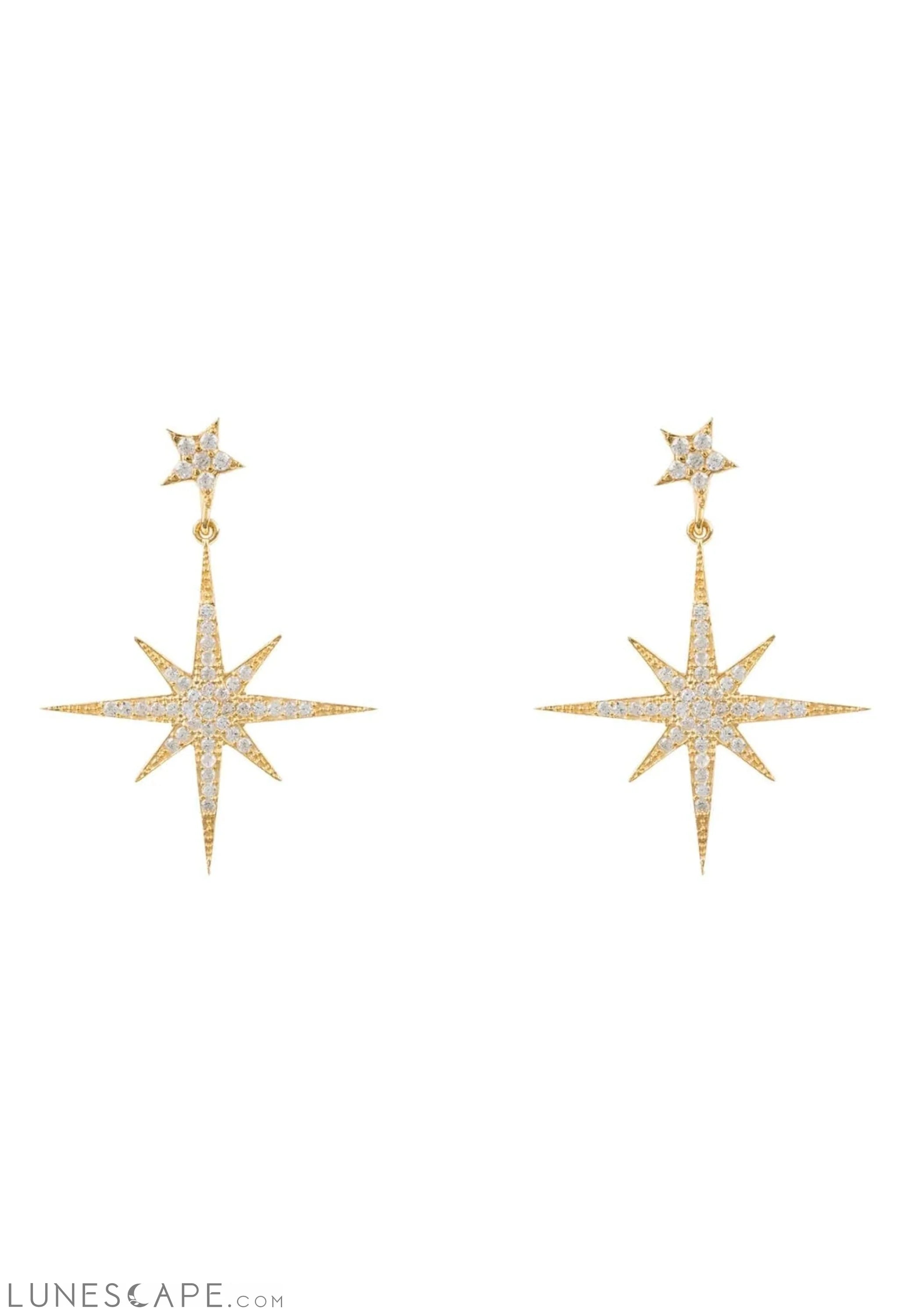 Petite Star Burst Drop Earrings Gold LUNESCAPE