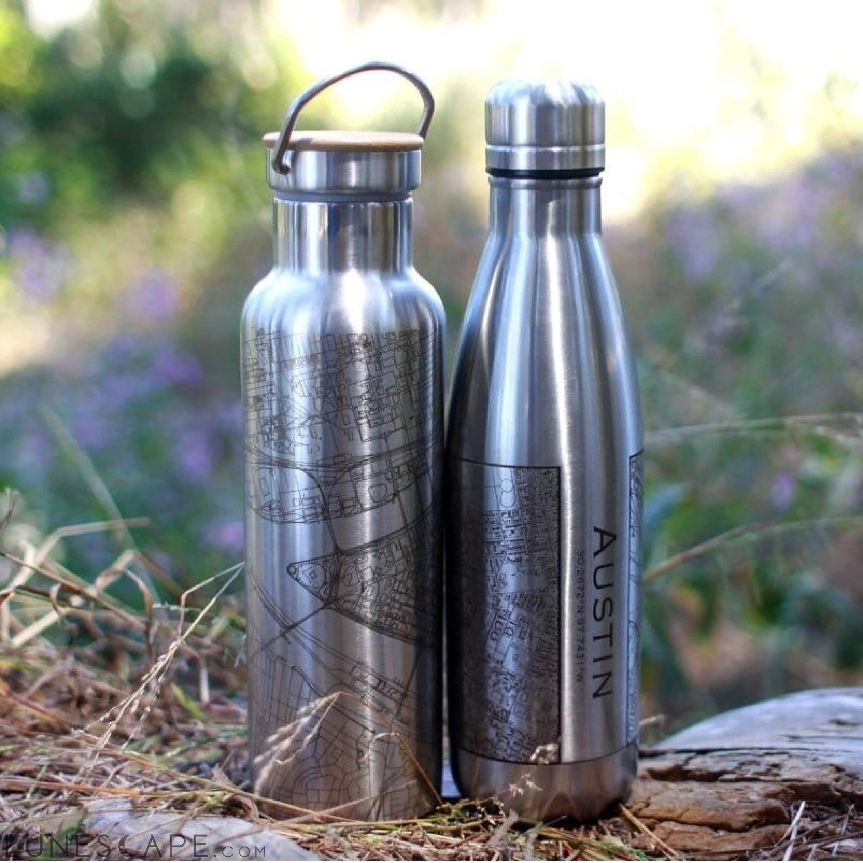 Philadelphia - Pennsylvania Map Insulated Bottle in Matte Black LUNESCAPE
