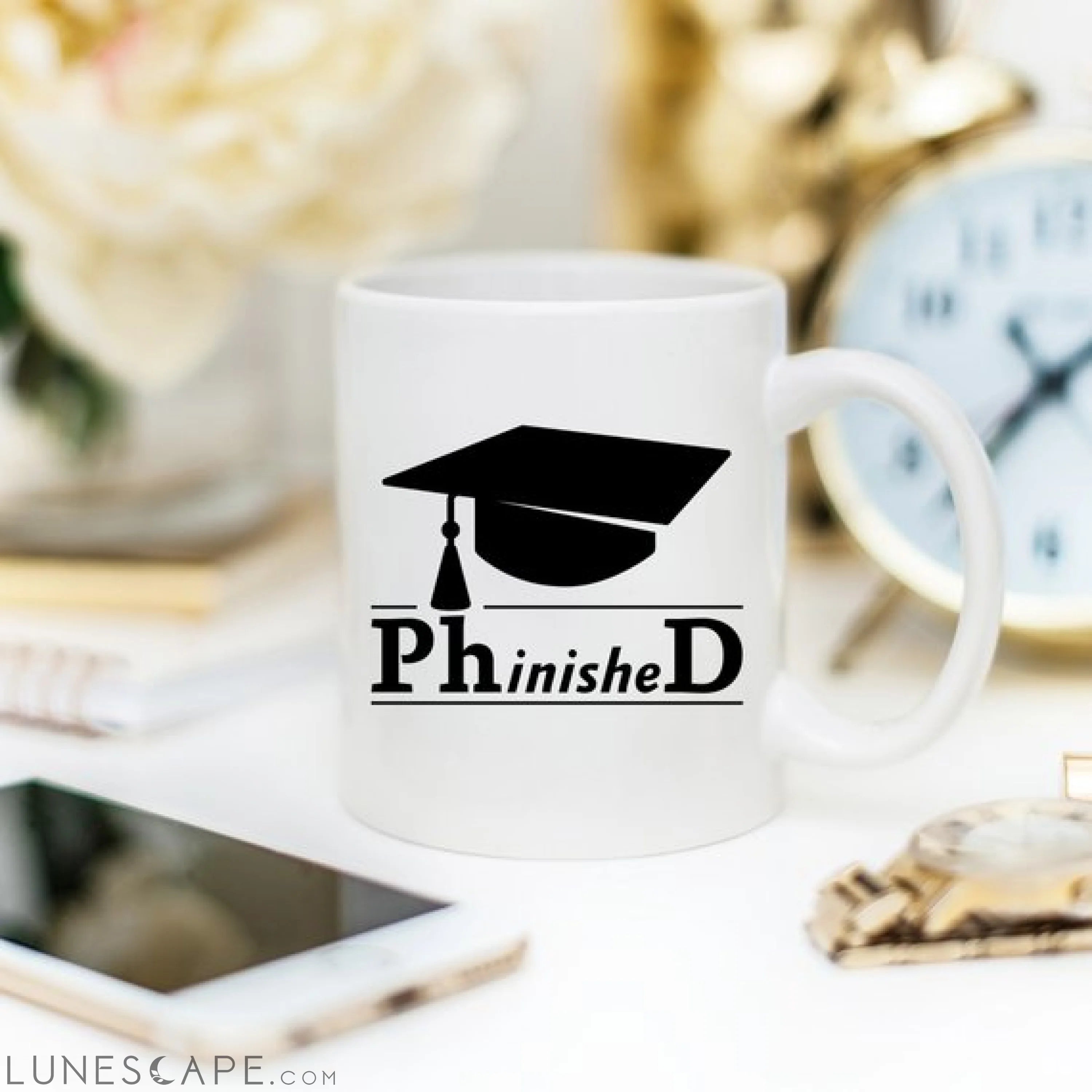 PhinisheD - 11oz Coffee Mug - College PHD LUNESCAPE
