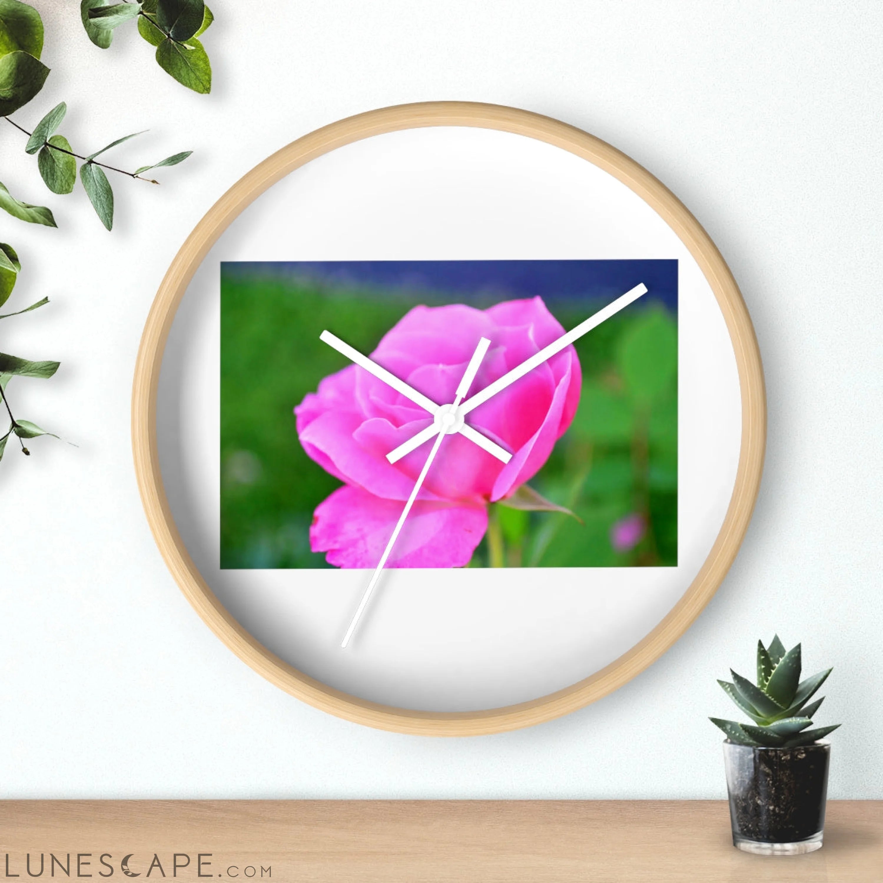 Pink Flower Wall clock LUNESCAPE