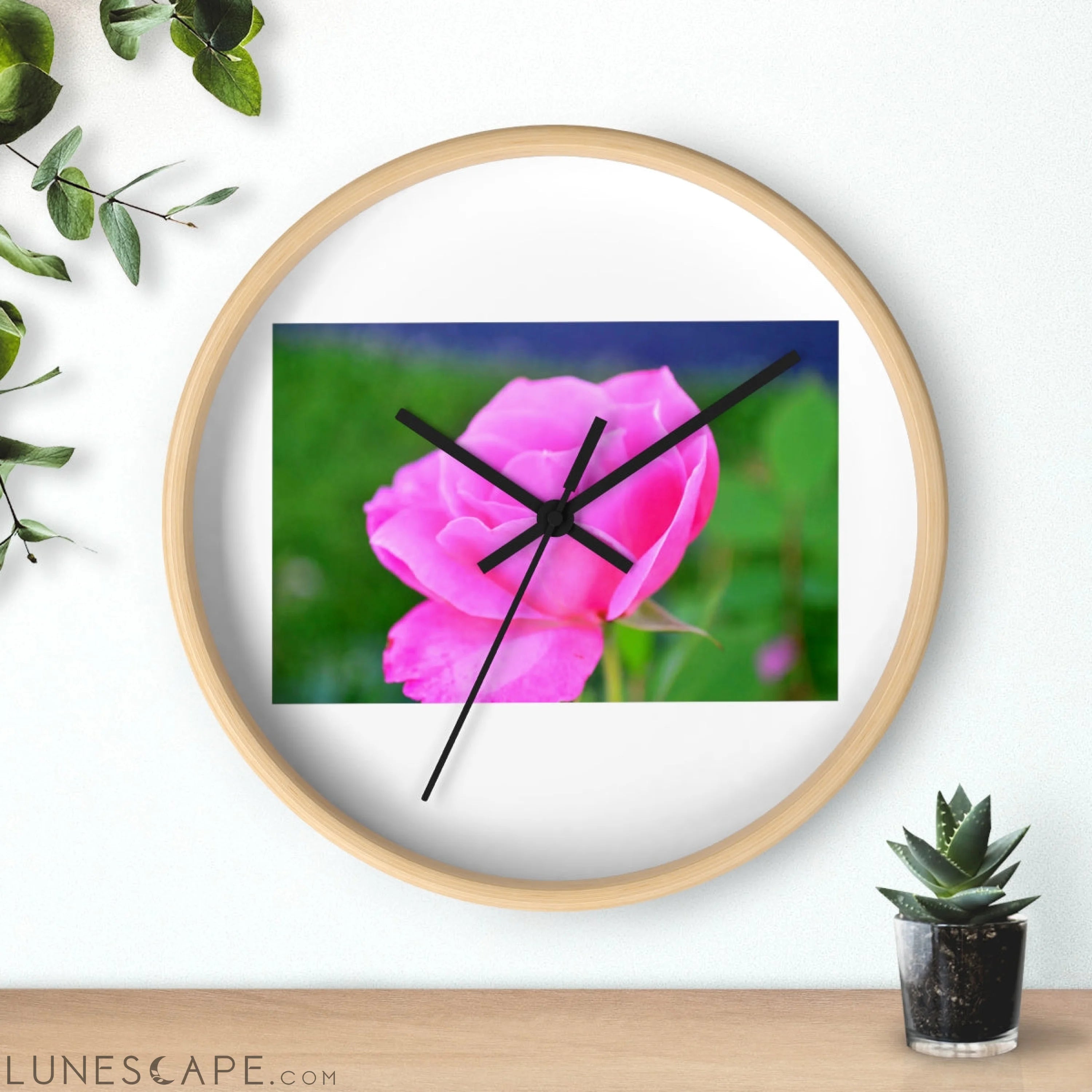 Pink Flower Wall clock LUNESCAPE