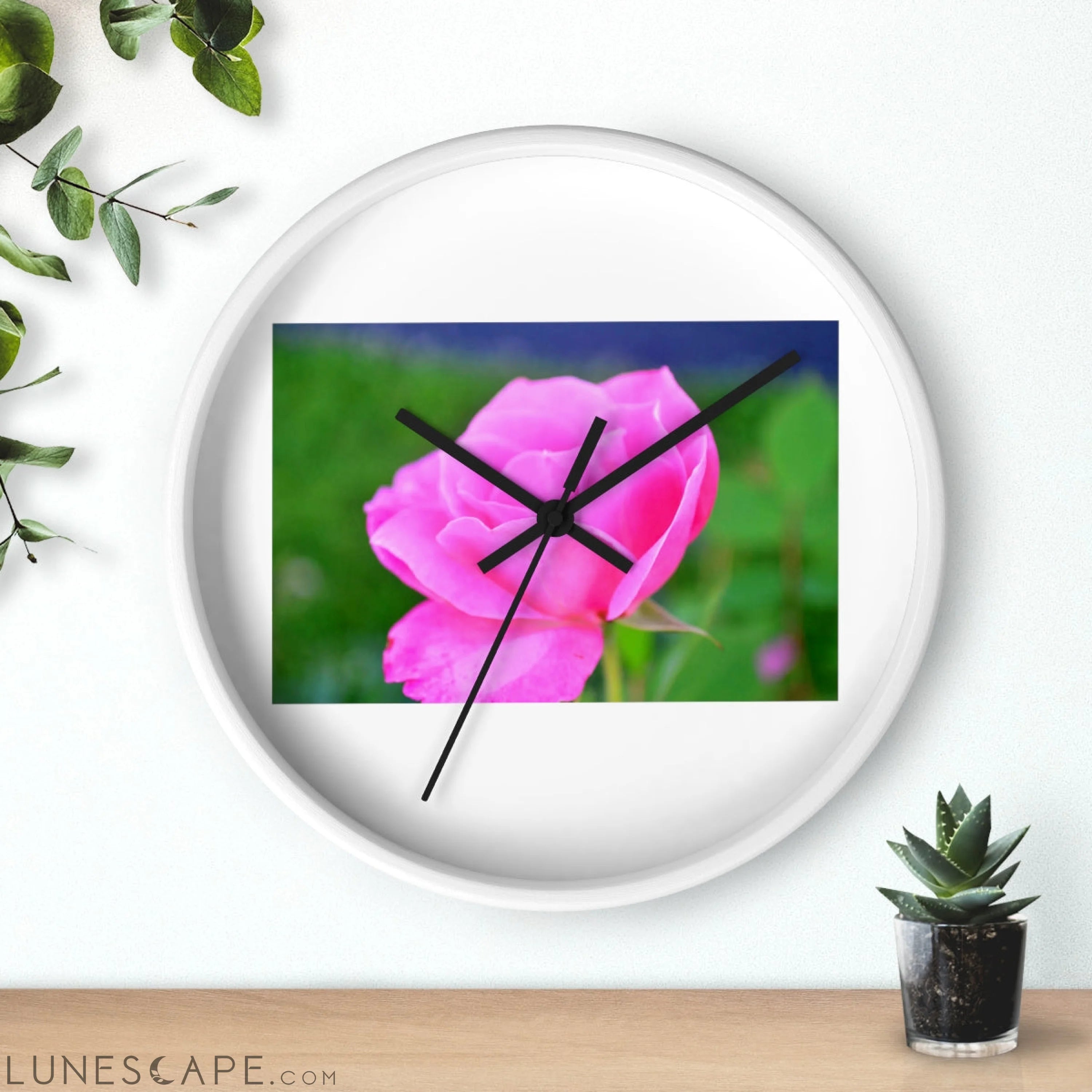 Pink Flower Wall clock LUNESCAPE