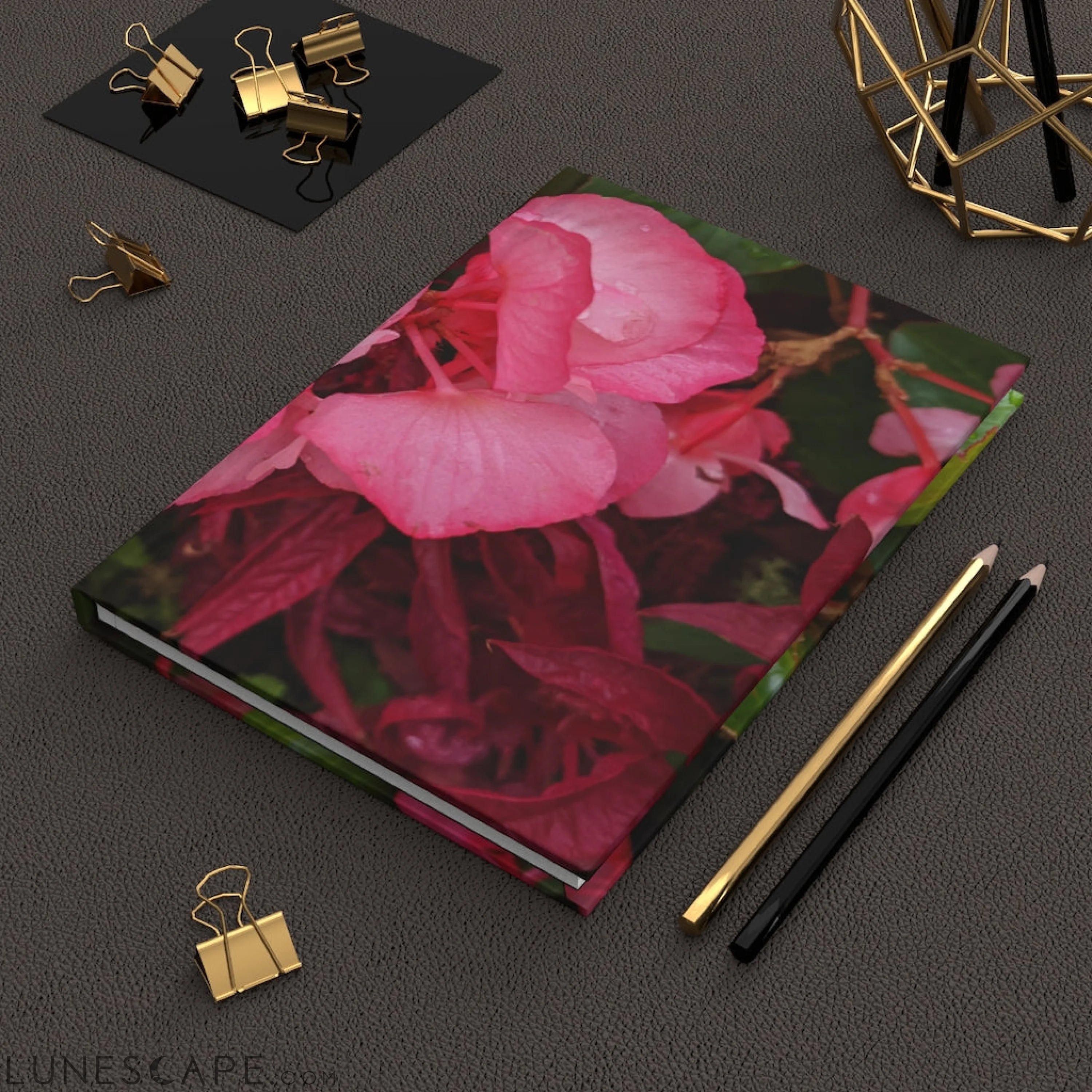 Pink Flowers Hardcover Journal Matte LUNESCAPE