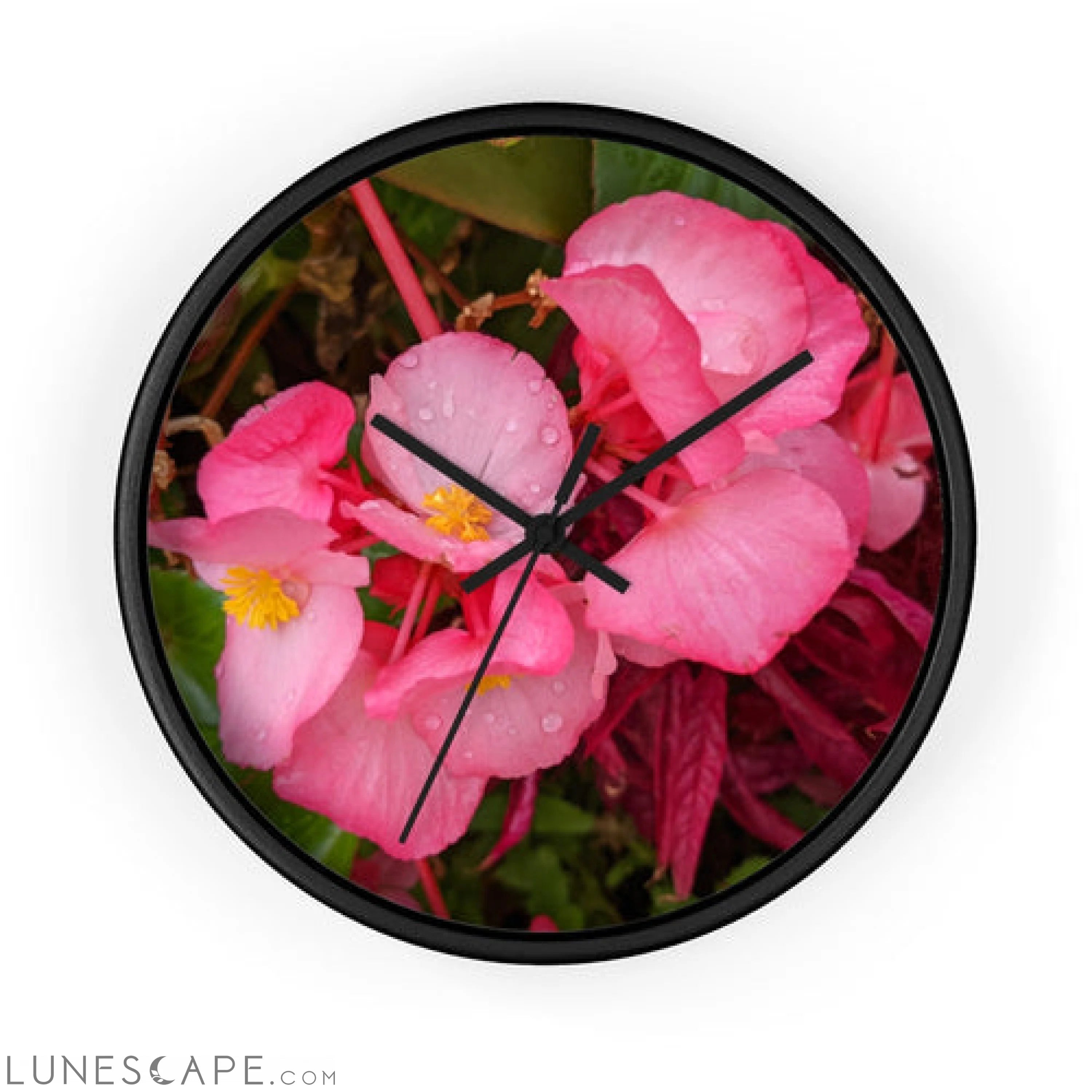 Pink Flowers Wall clock LUNESCAPE