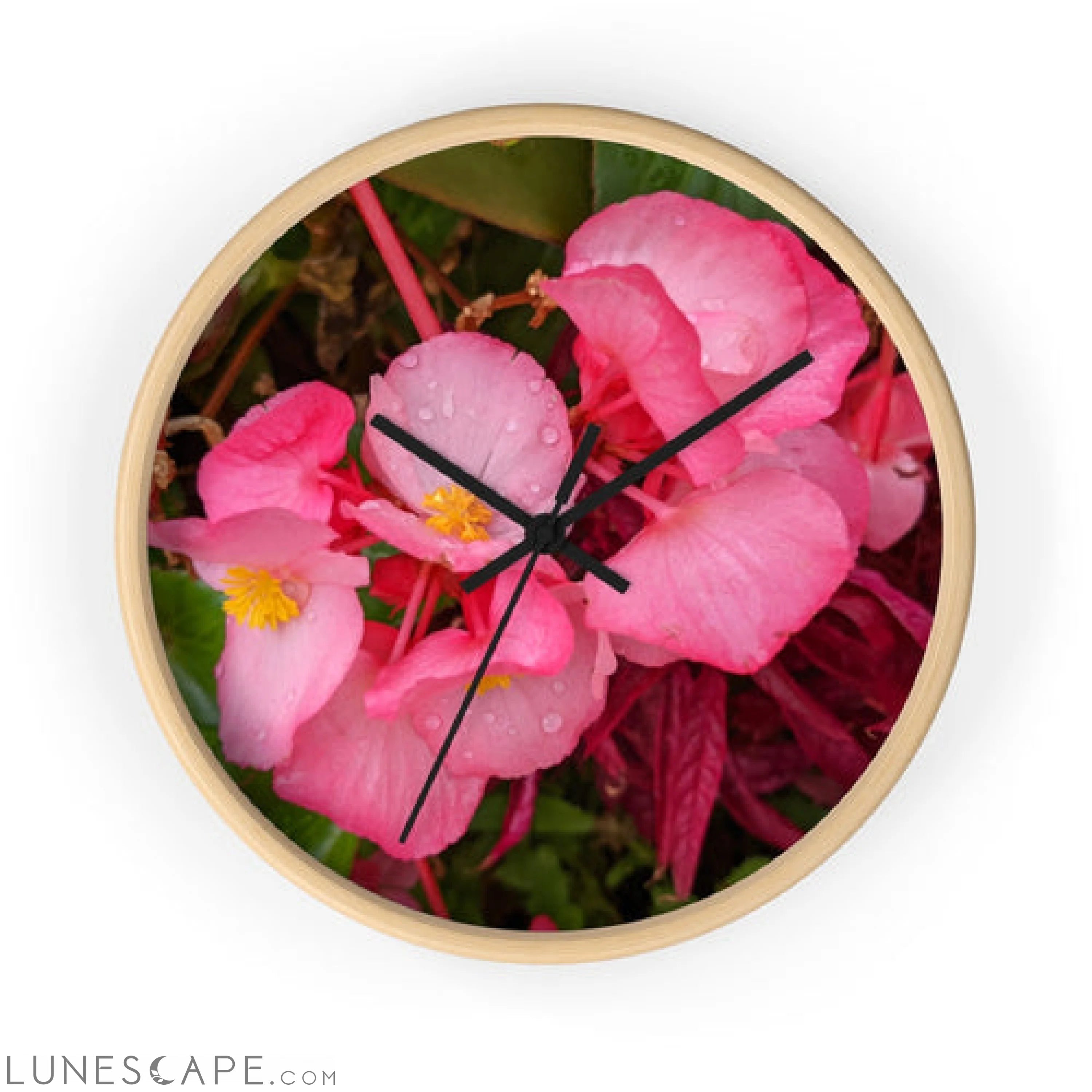 Pink Flowers Wall clock LUNESCAPE