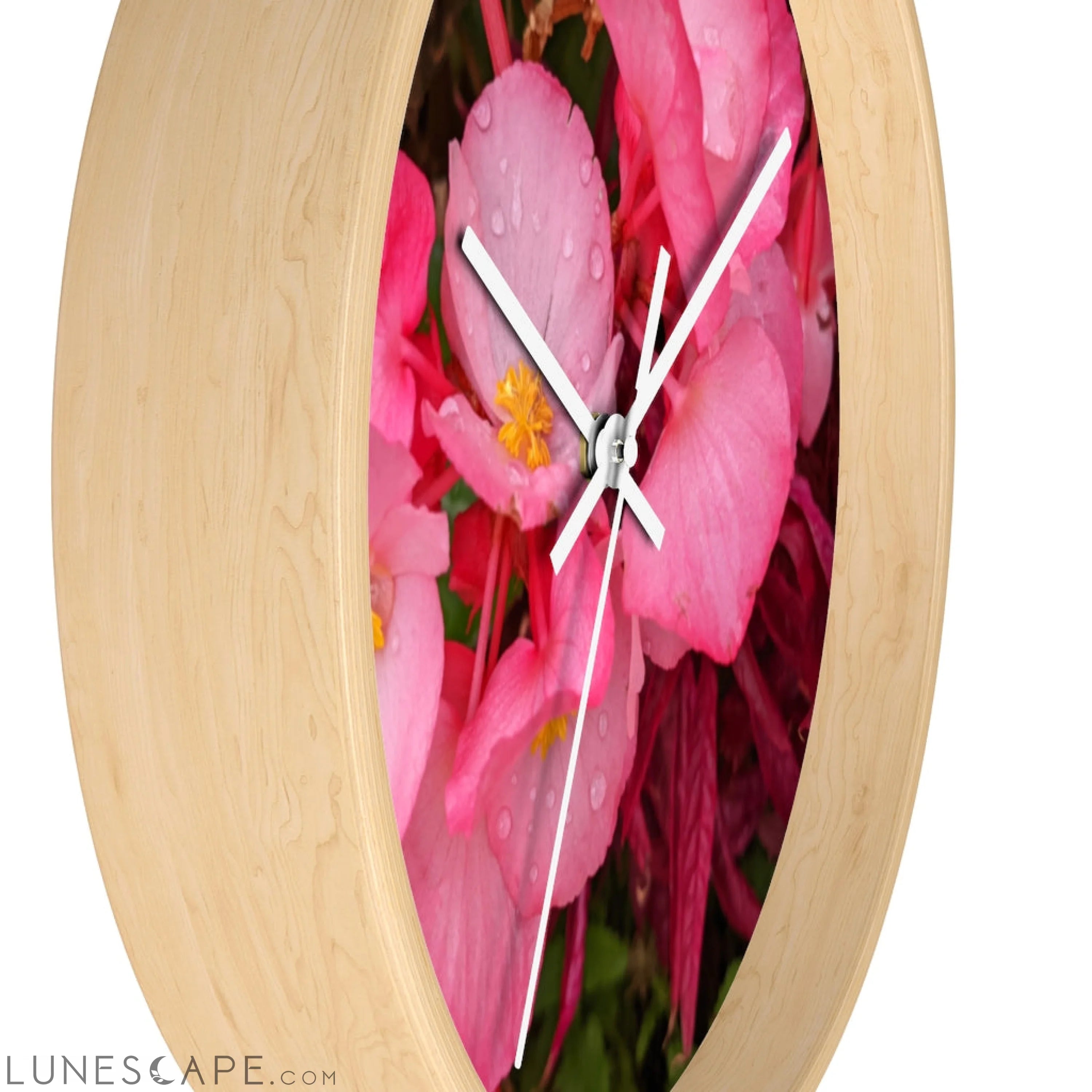 Pink Flowers Wall clock LUNESCAPE