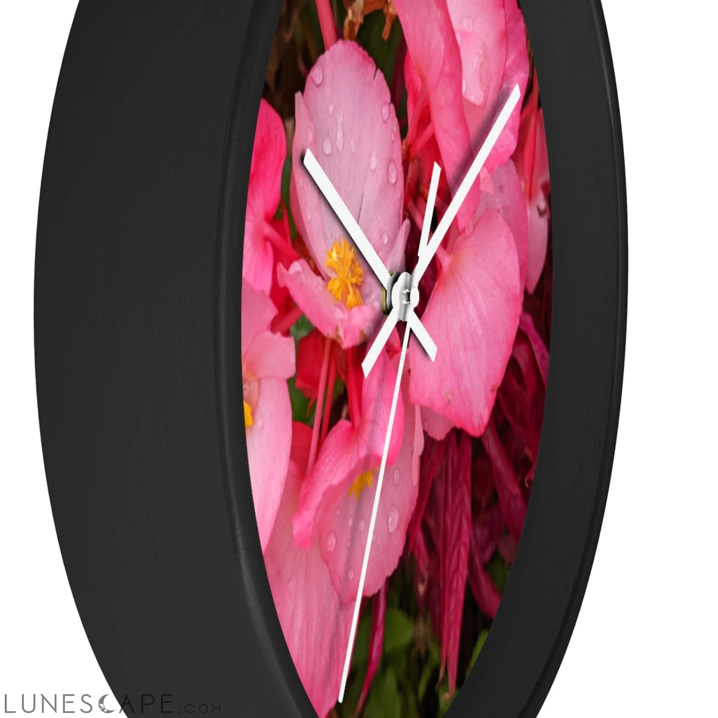 Pink Flowers Wall clock LUNESCAPE