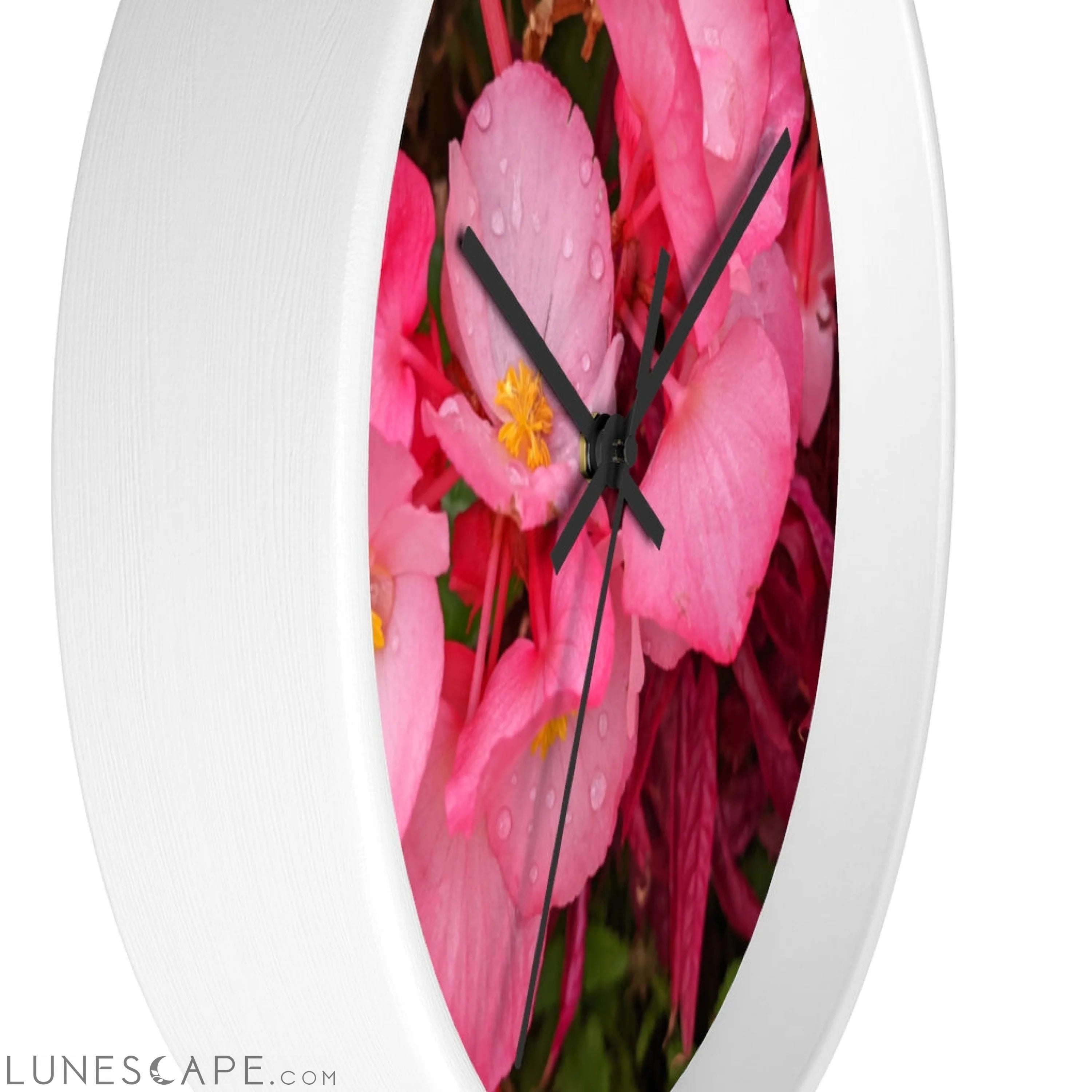 Pink Flowers Wall clock LUNESCAPE