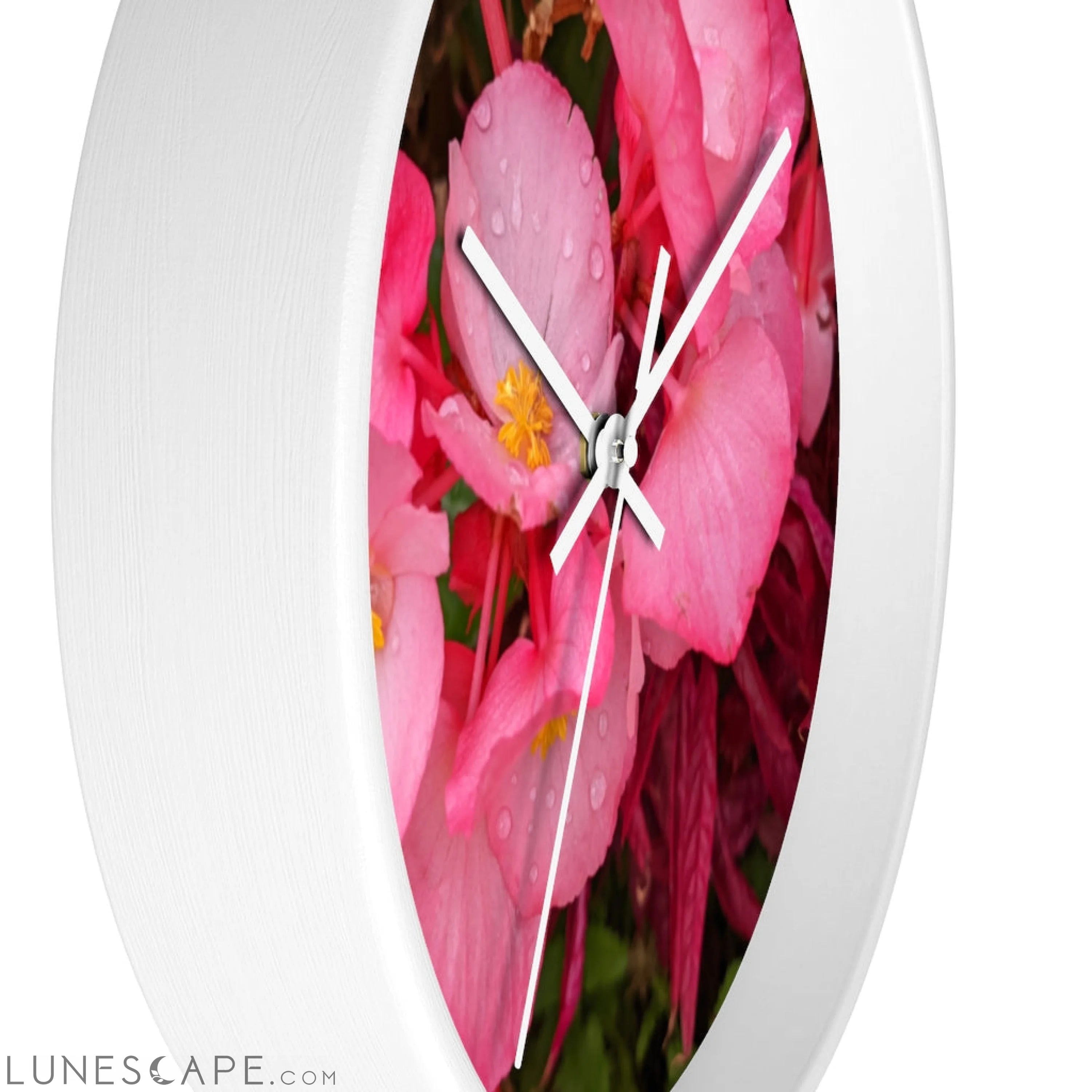 Pink Flowers Wall clock LUNESCAPE
