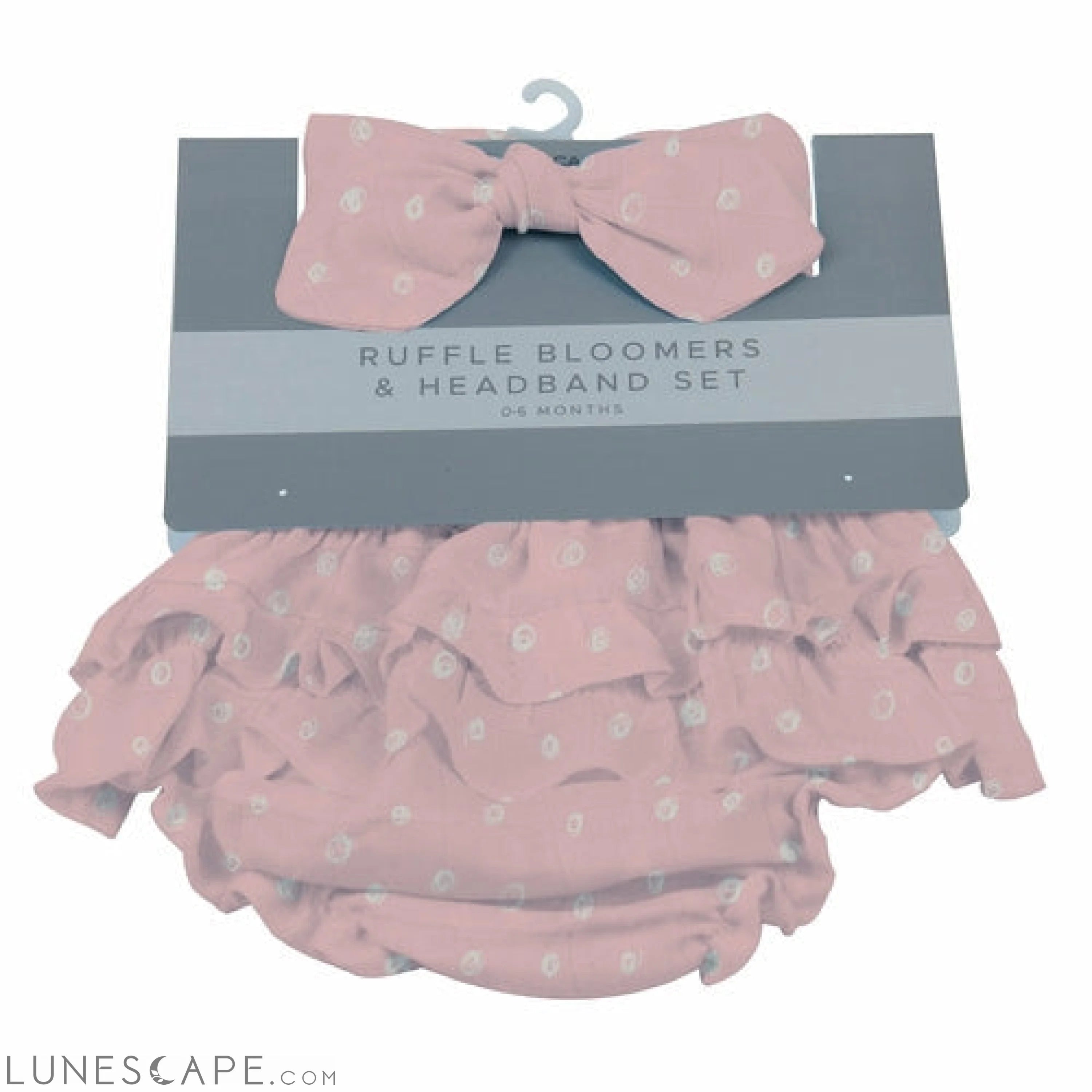 Pink Pearl Polka Dot Ruffle Bloomers and Headband Set LUNESCAPE