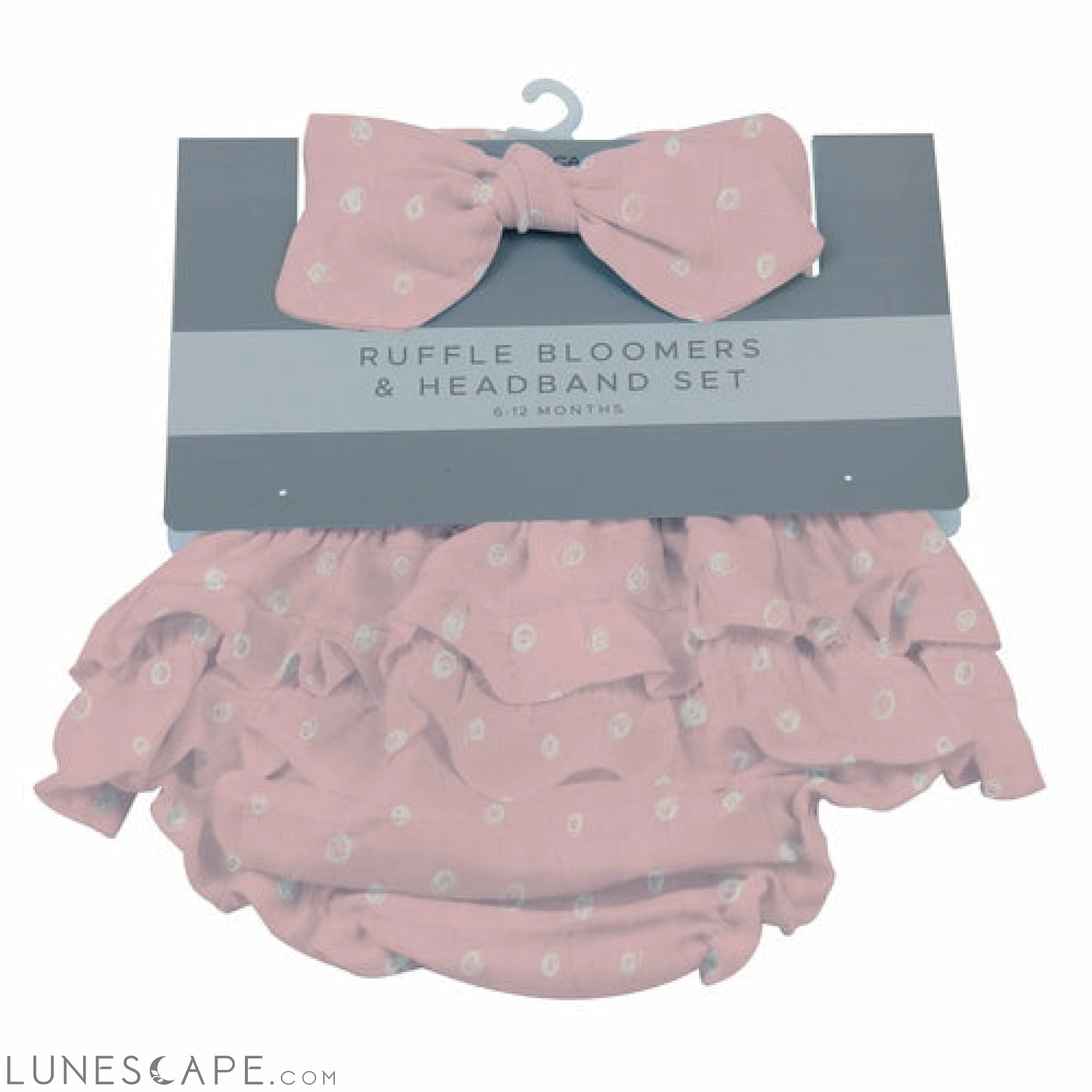Pink Pearl Polka Dot Ruffle Bloomers and Headband Set LUNESCAPE