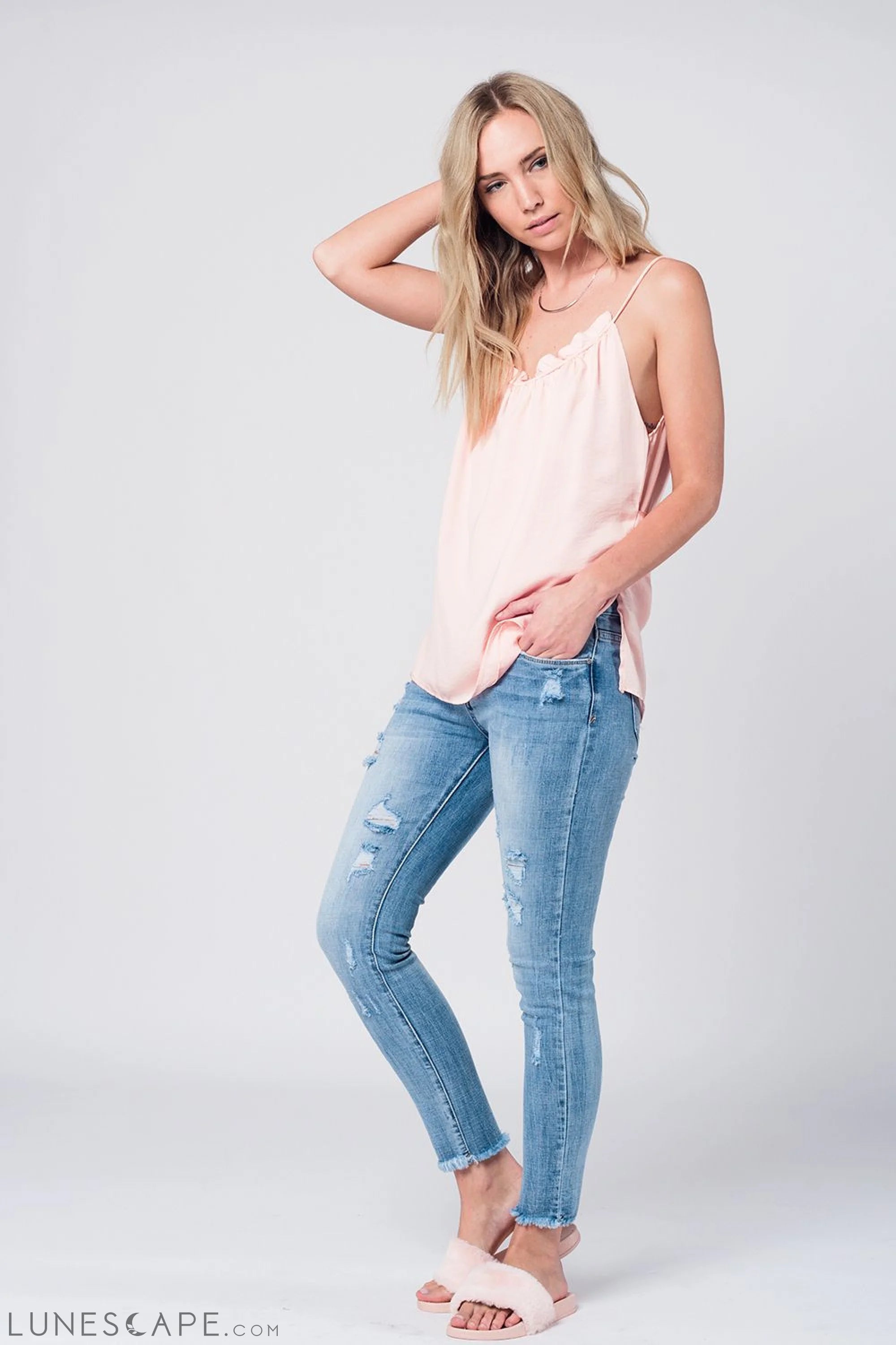 Pink Top With Open Back Detail LUNESCAPE