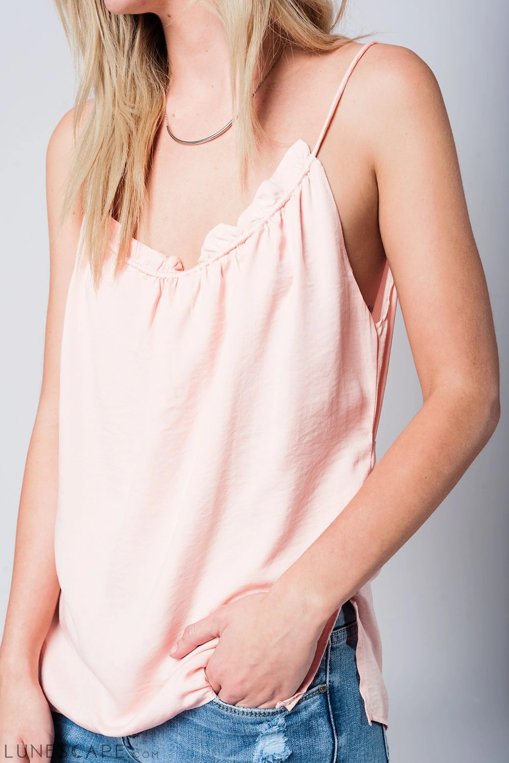 Pink Top With Open Back Detail LUNESCAPE