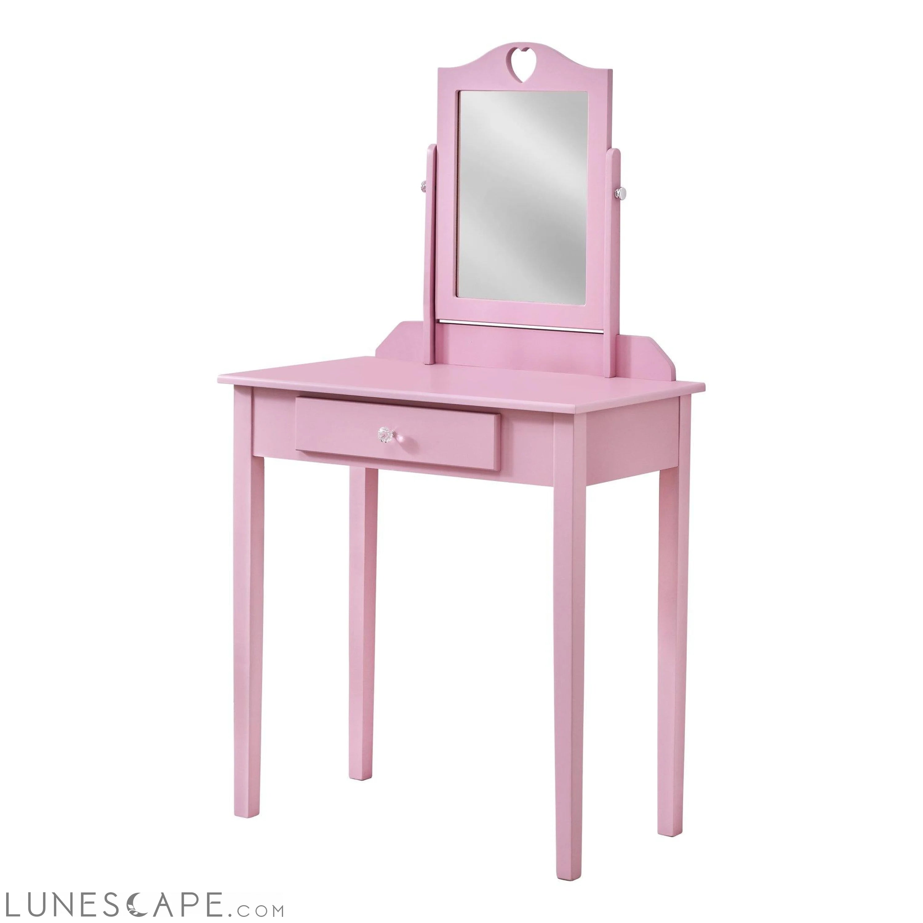 Pink Vanity Mirror and Storage Drawer LUNESCAPE