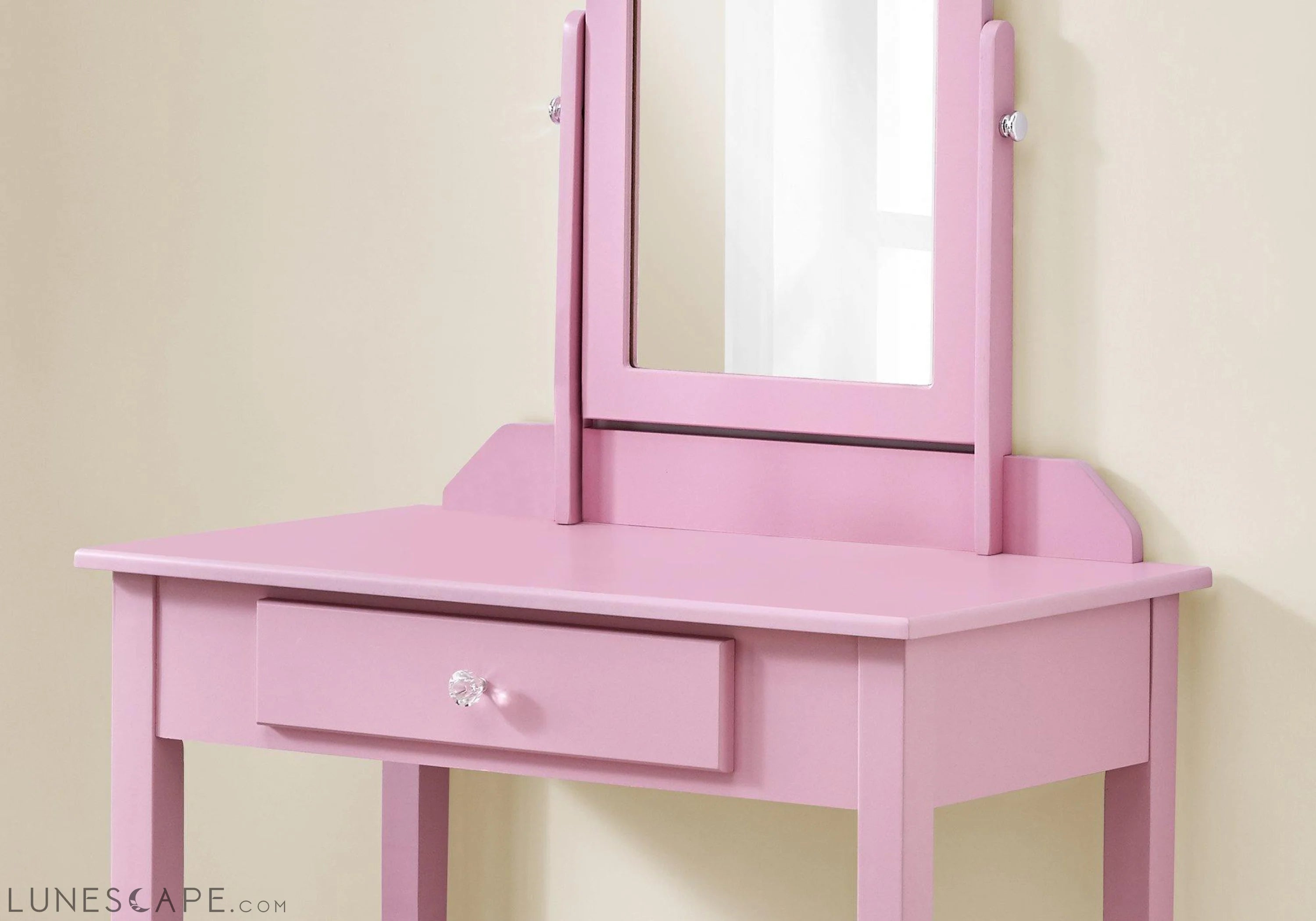 Pink Vanity Mirror and Storage Drawer LUNESCAPE
