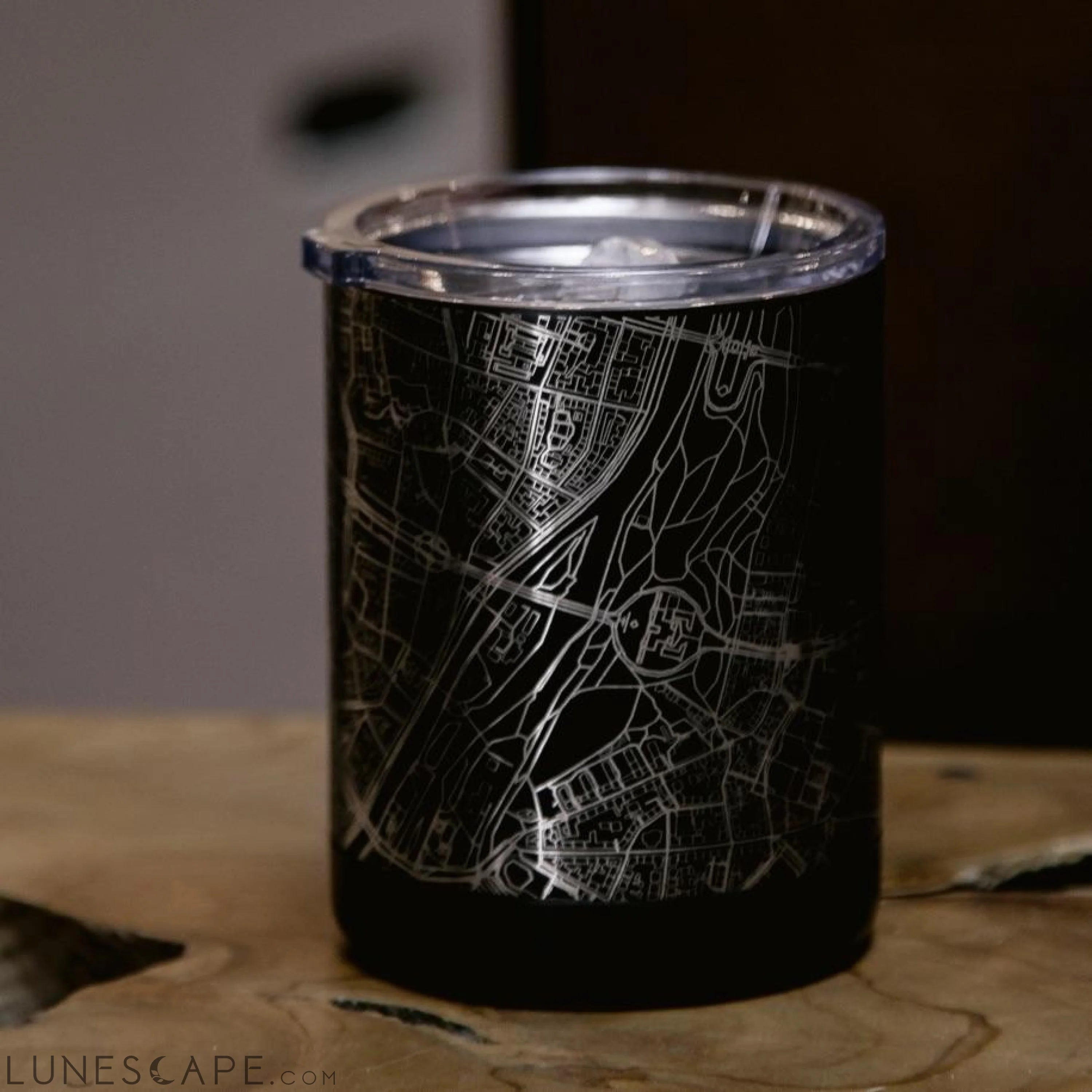 Pittsburgh - Pennsylvania Map Insulated Cup in Matte Black LUNESCAPE