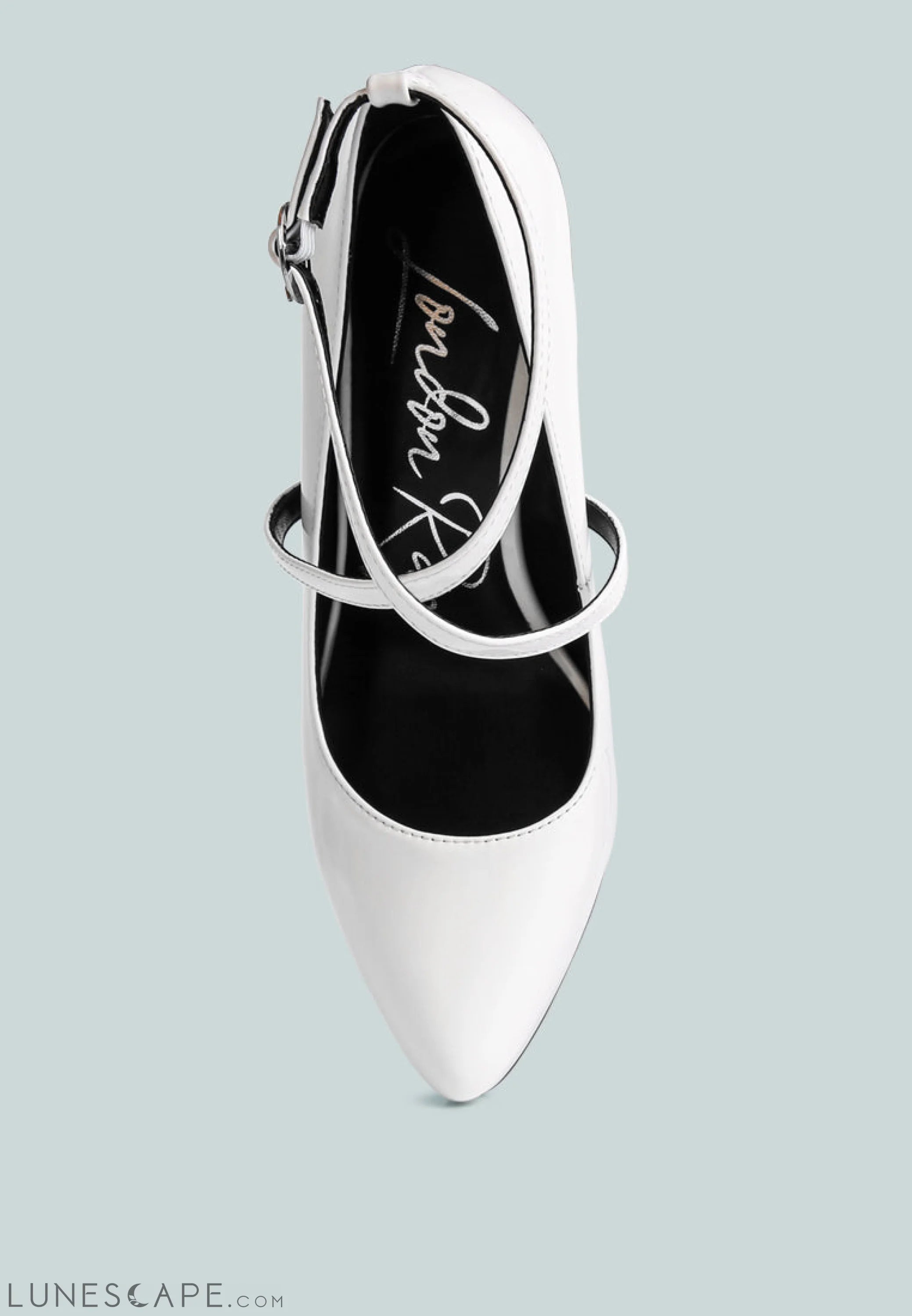 Pixie Dust Patent Faux Leather Cross Strap Pumps LUNESCAPE