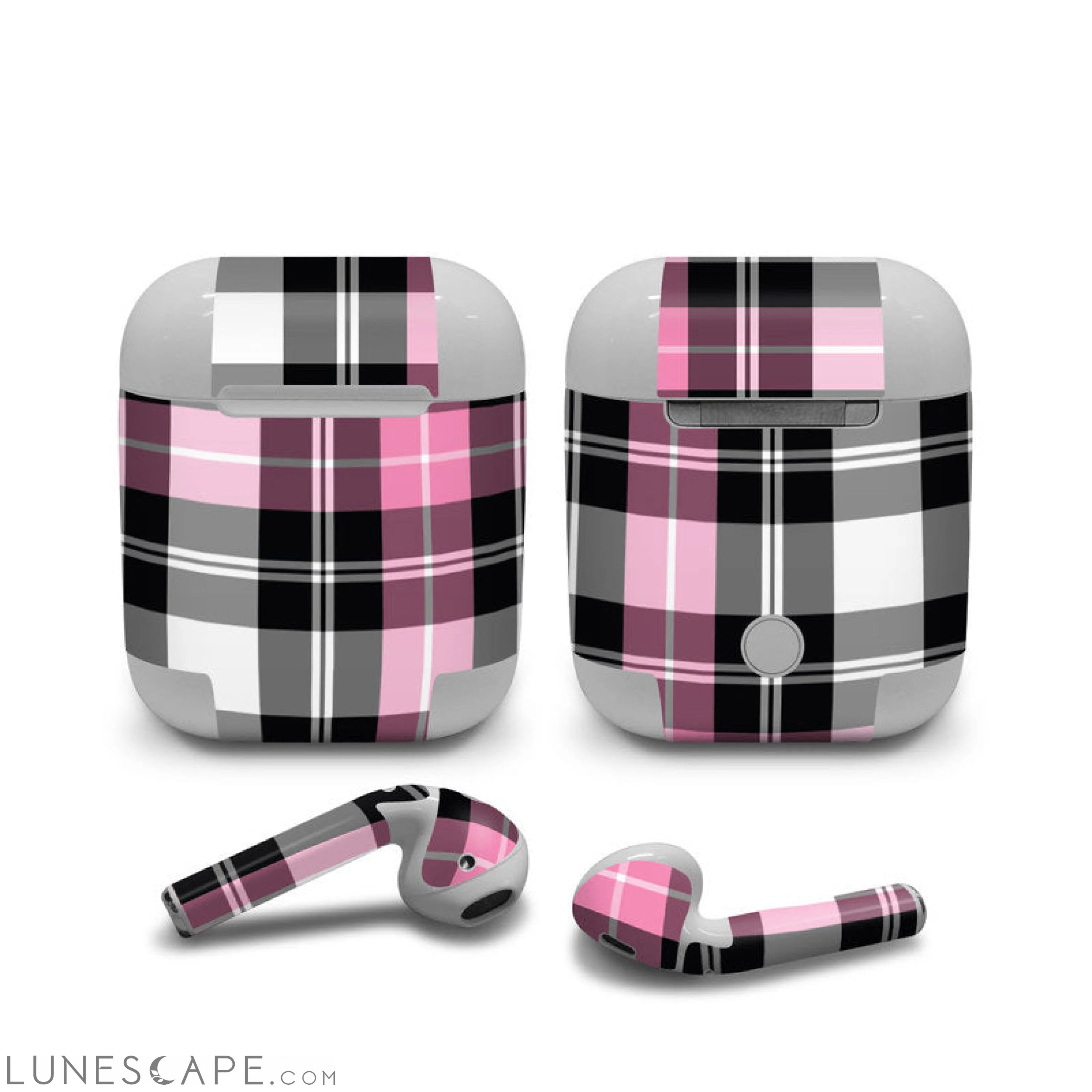 PLAID-PNK Apple Air Pods Skin - Pink Plaid LUNESCAPE