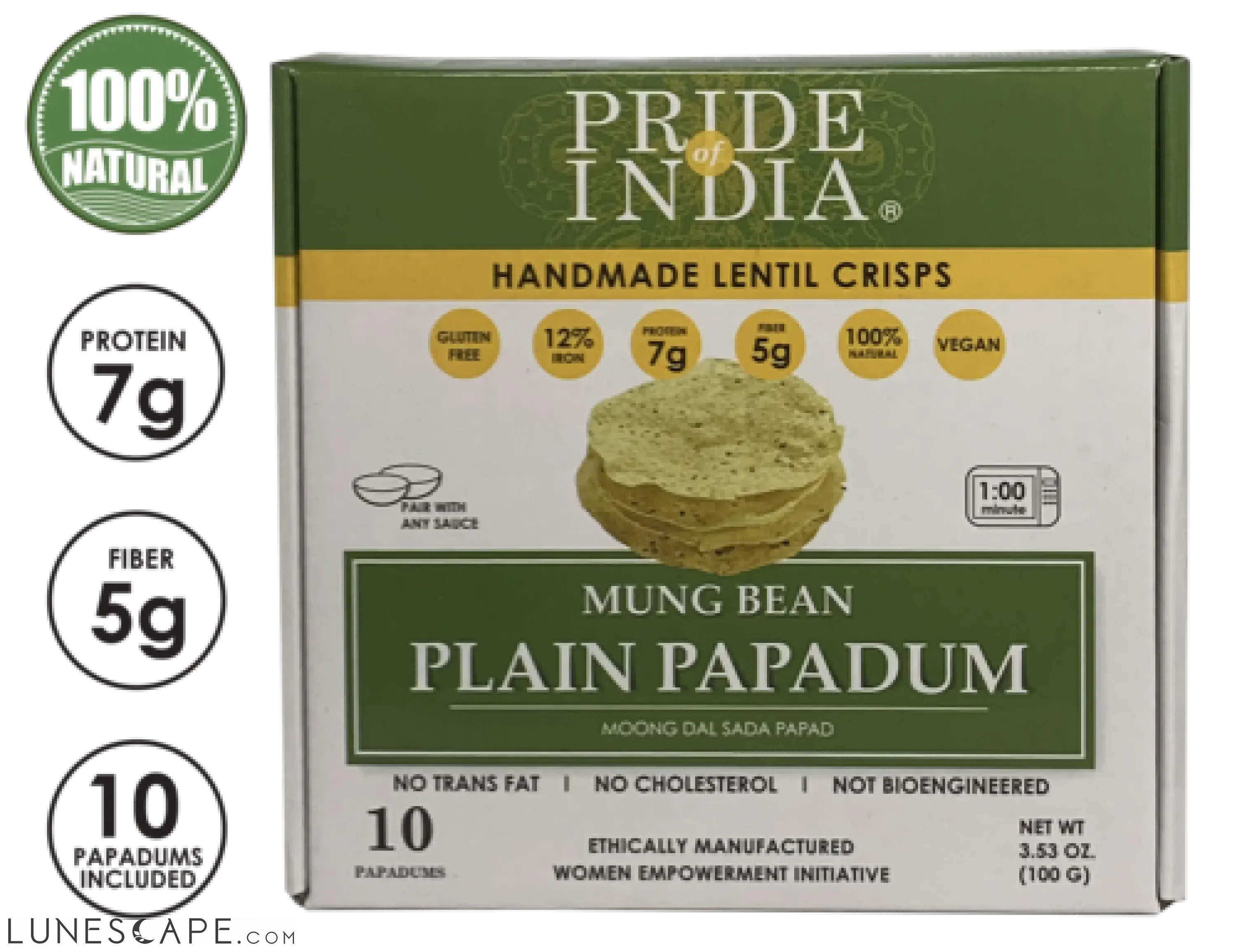 Plain Mung Bean Sada Papadum Lentil Crisp LUNESCAPE