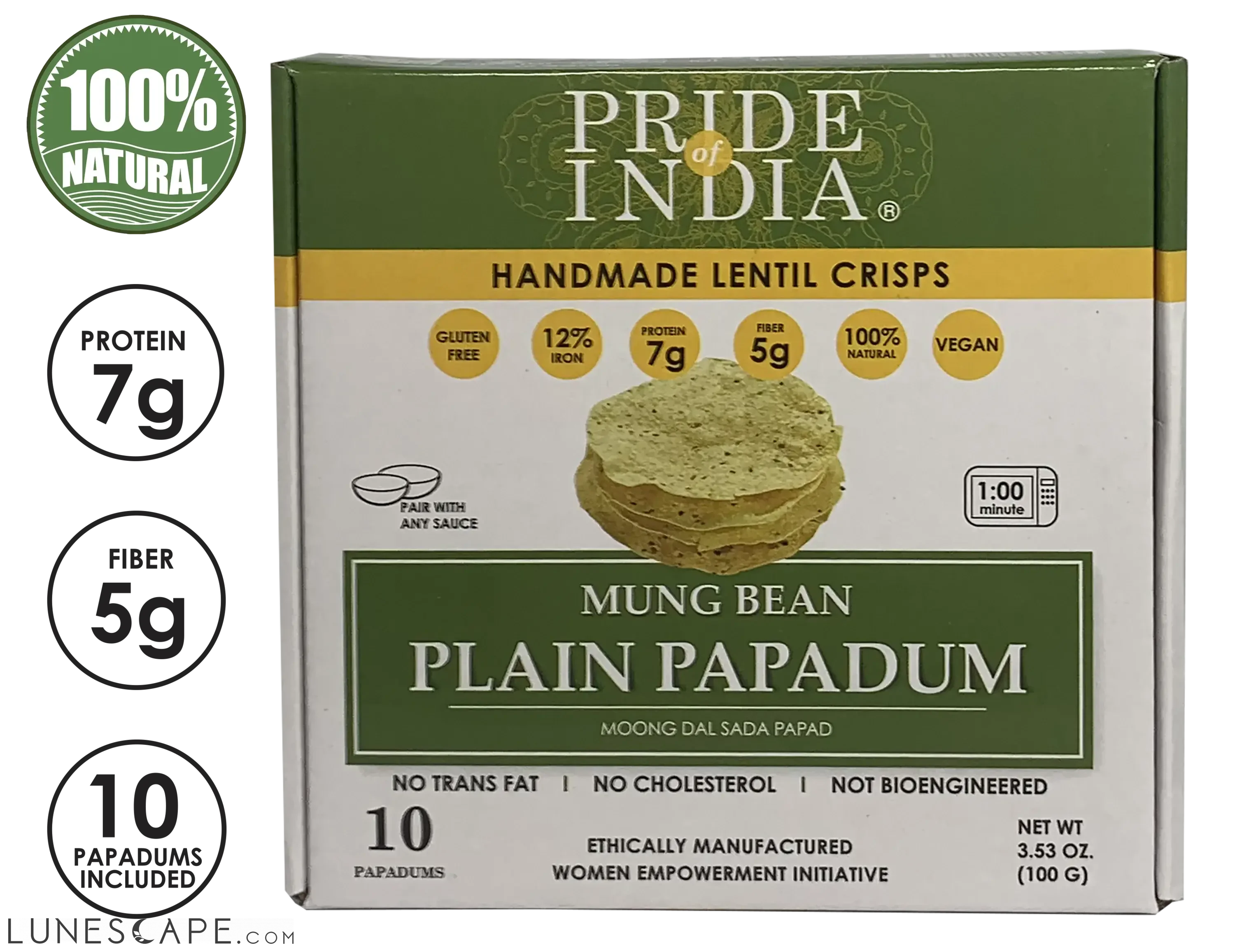 Plain Mung Bean Sada Papadum Lentil Crisp LUNESCAPE