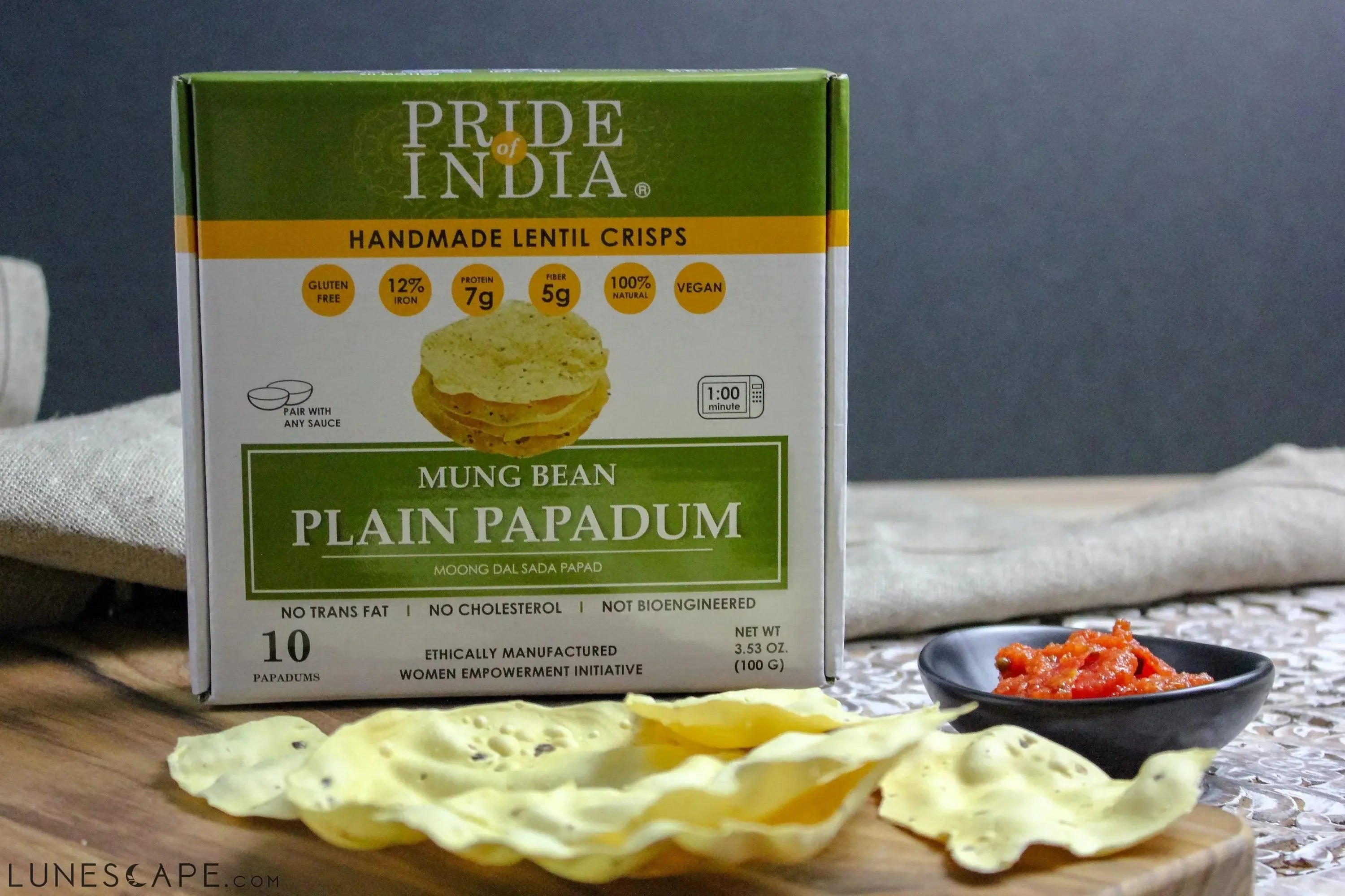 Plain Mung Bean Sada Papadum Lentil Crisp LUNESCAPE