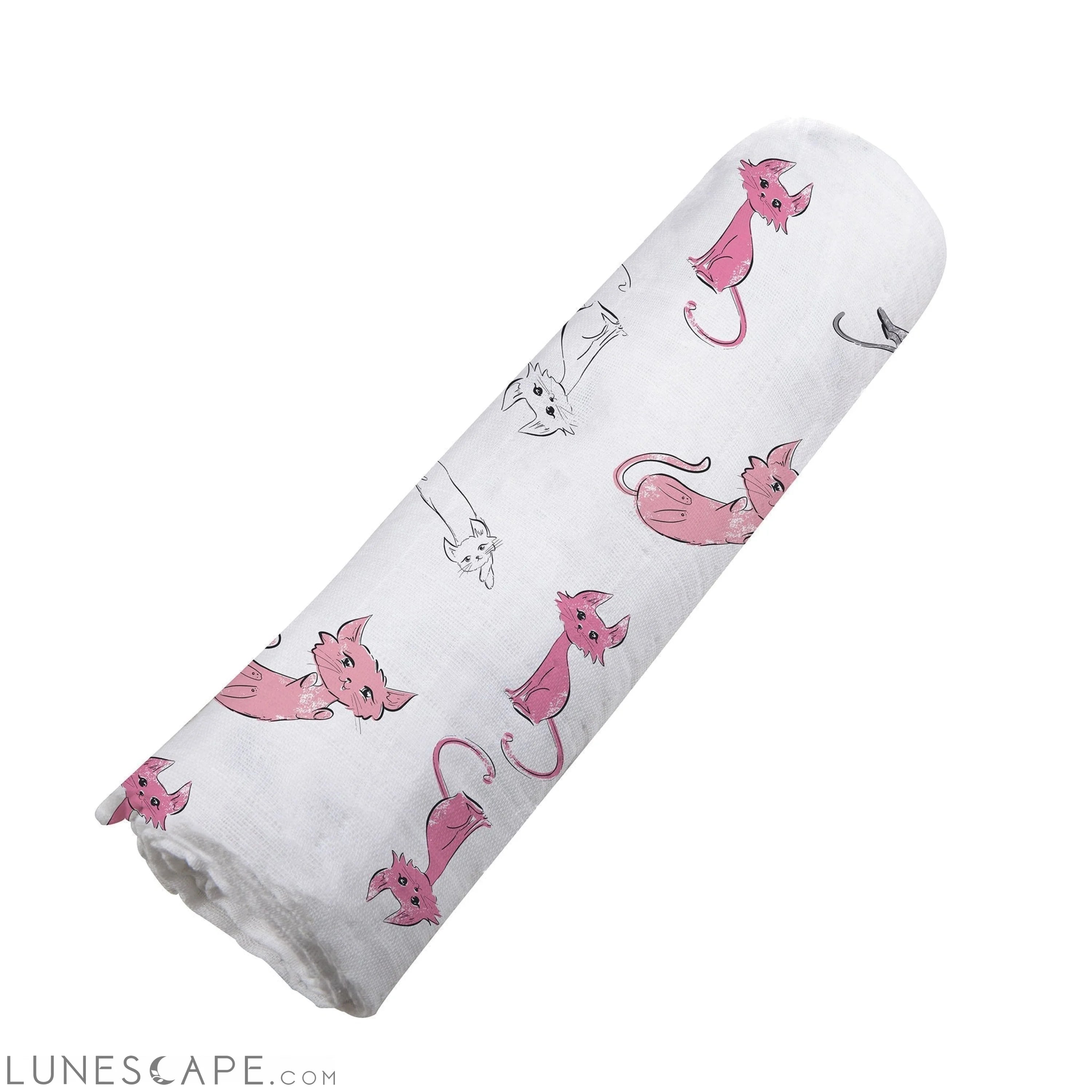Playful Kitty Bamboo Muslin Swaddle LUNESCAPE