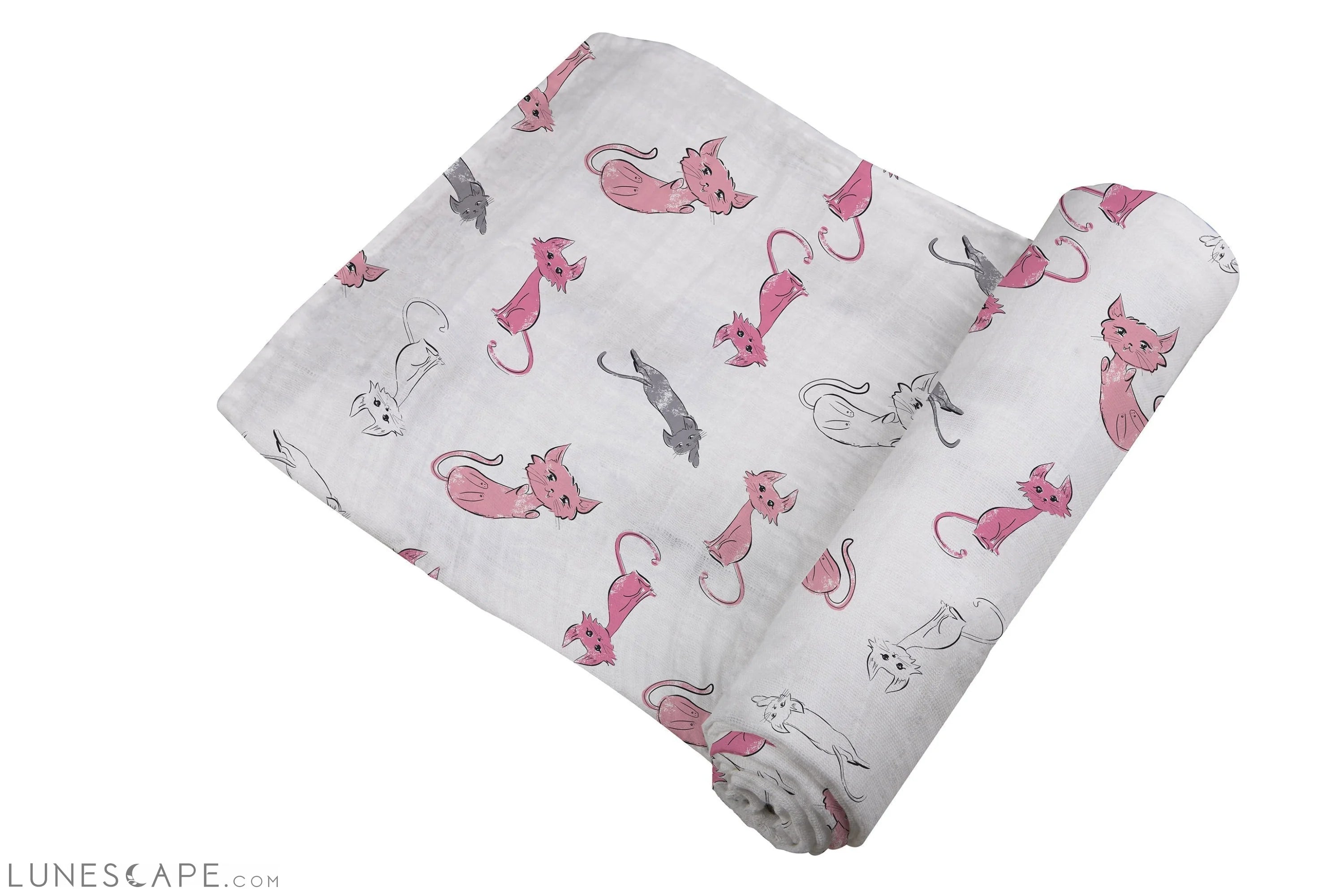 Playful Kitty Bamboo Muslin Swaddle LUNESCAPE