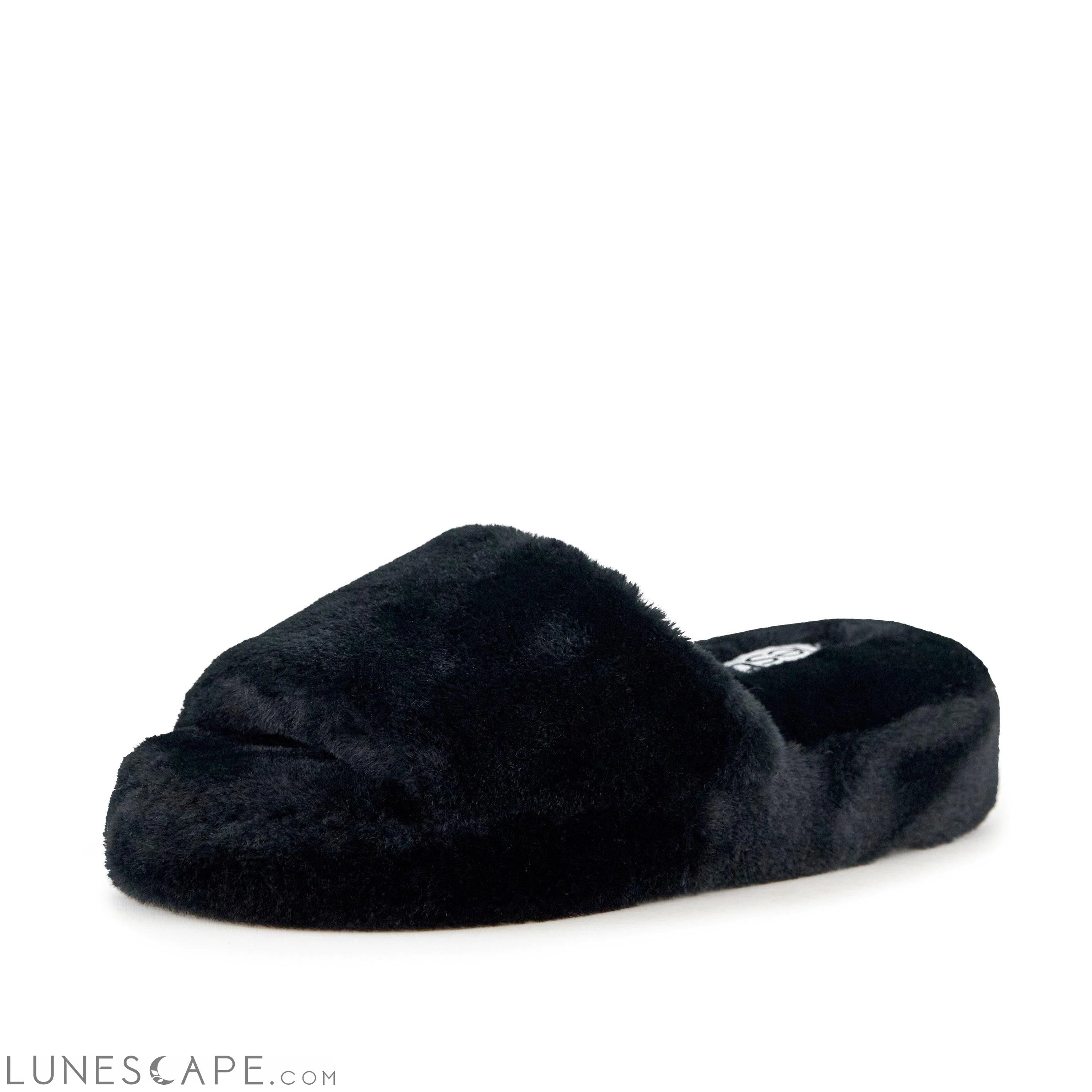 Plush Slide Slippers - Black LUNESCAPE