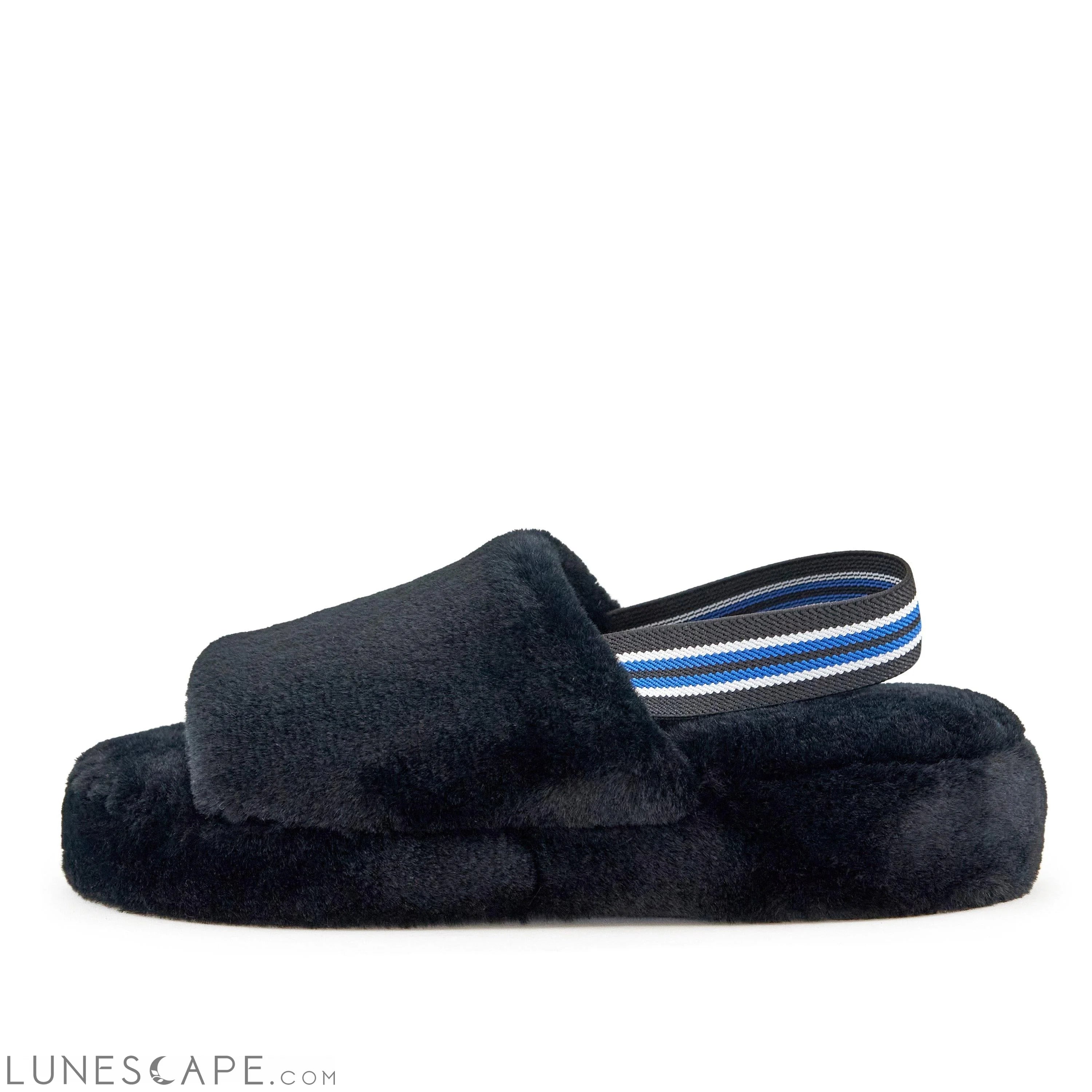 Plush Slingback Slipper - Black LUNESCAPE