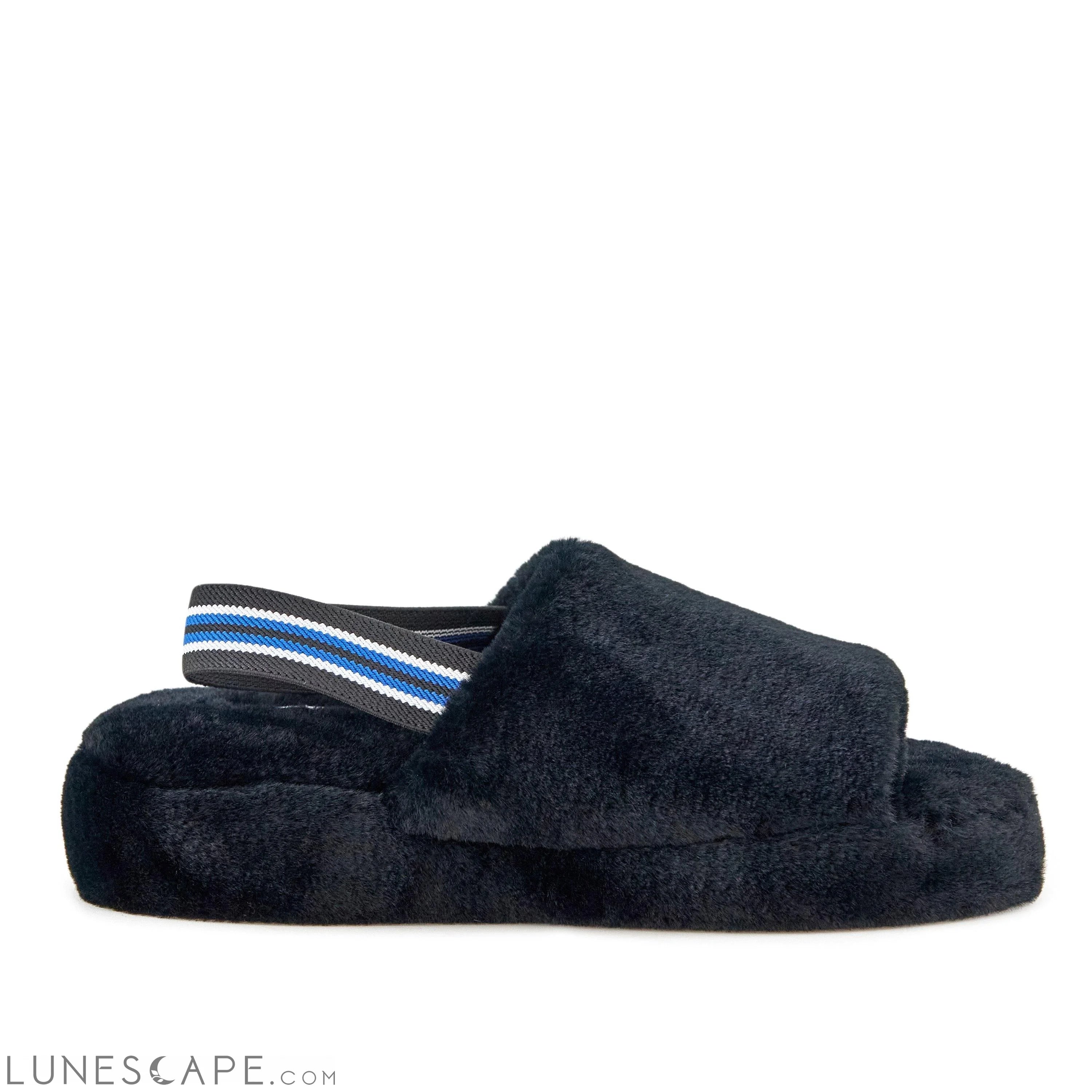 Plush Slingback Slipper - Black LUNESCAPE
