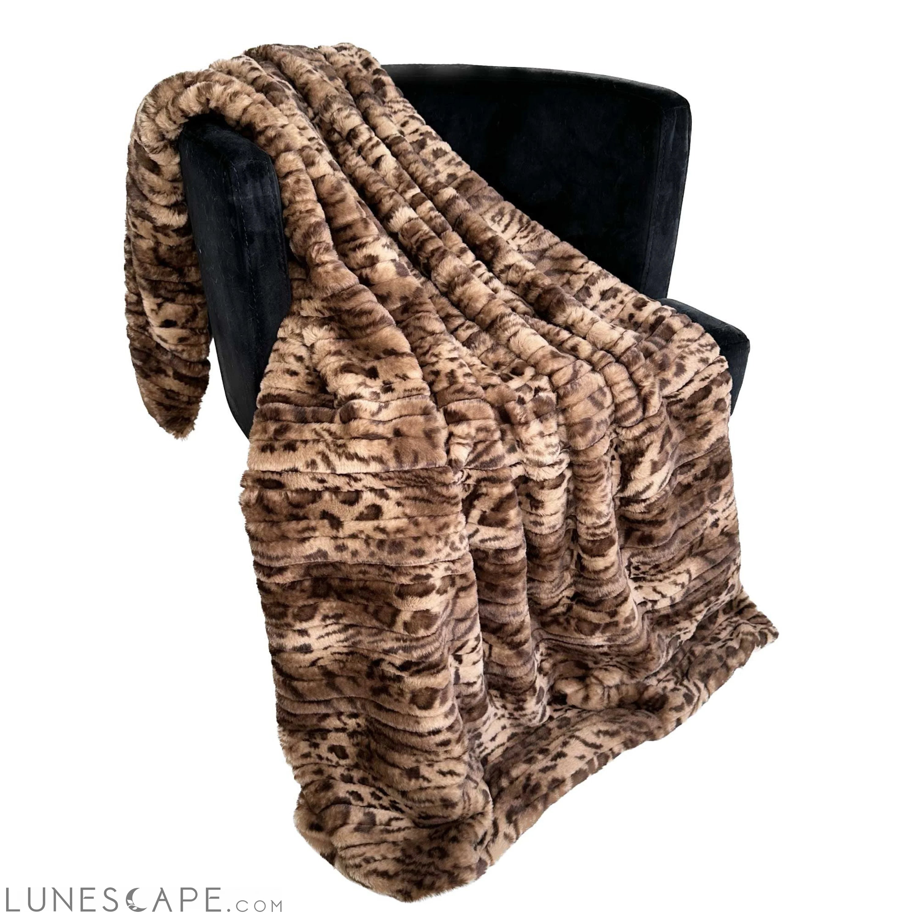 Plutus Brown Luxe Lash Faux Fur Luxury Blanket & Throw LUNESCAPE