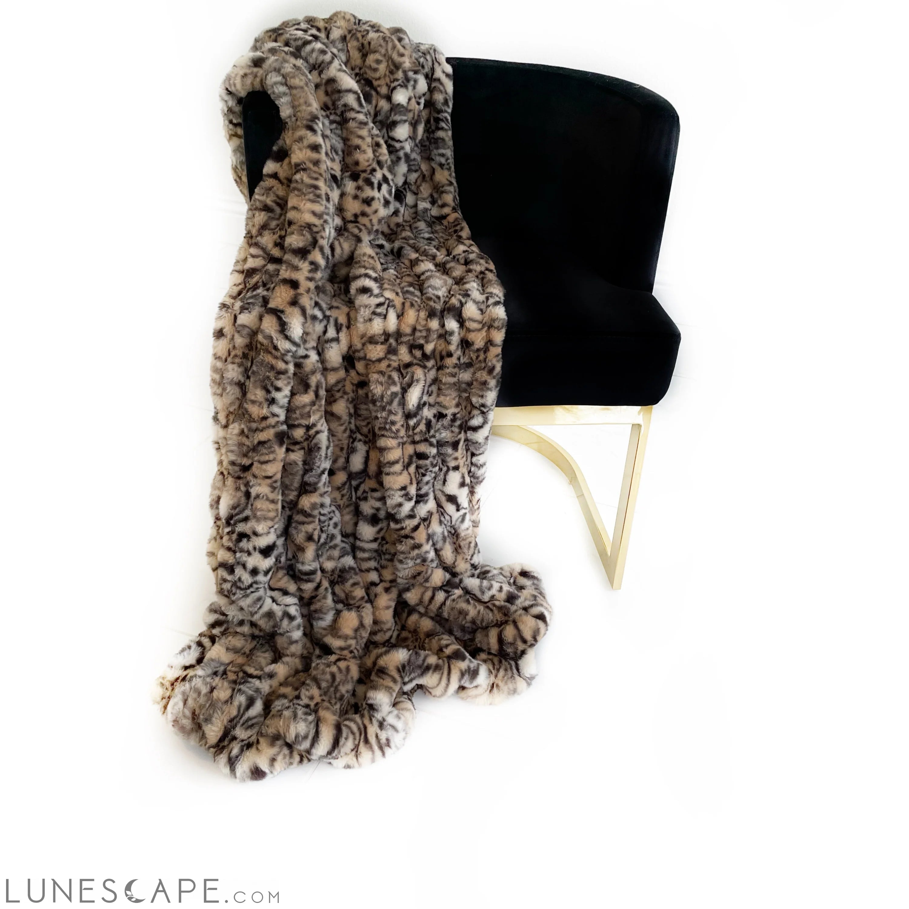 Plutus Natural Leopard Sharpei Faux Fur Luxury Blanket & Throw LUNESCAPE