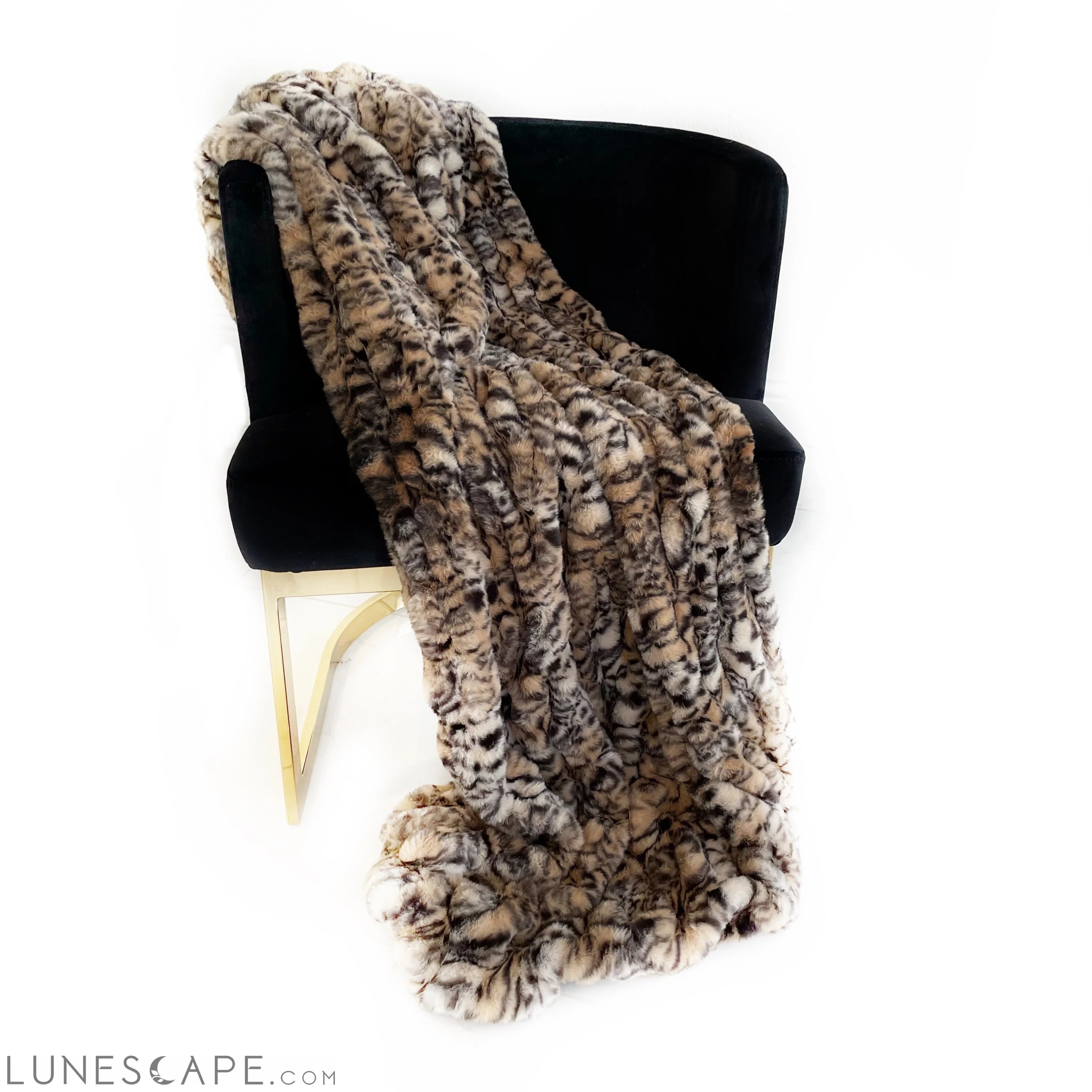 Plutus Natural Leopard Sharpei Faux Fur Luxury Blanket & Throw LUNESCAPE