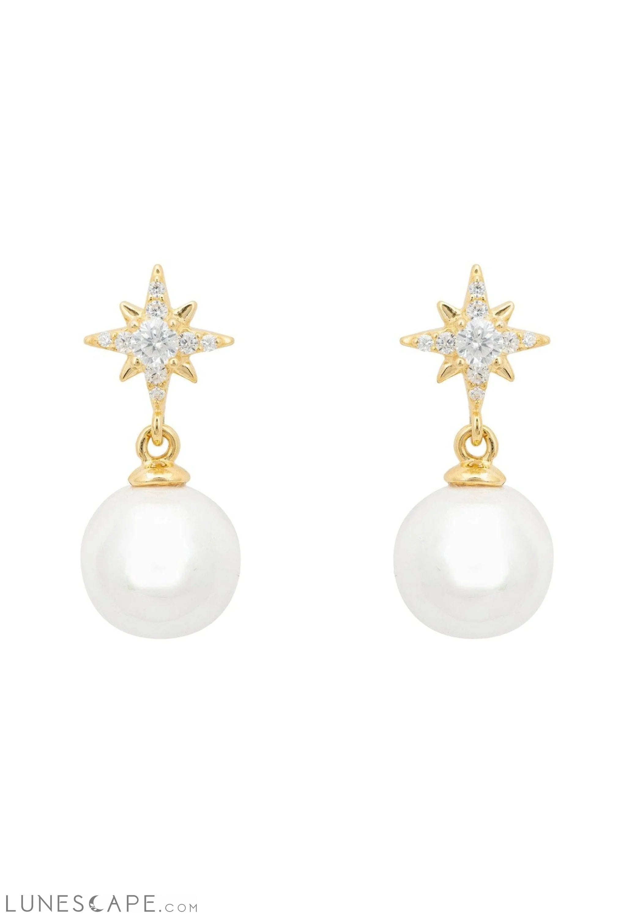 Polaris North Star Pearl Earrings Gold LUNESCAPE